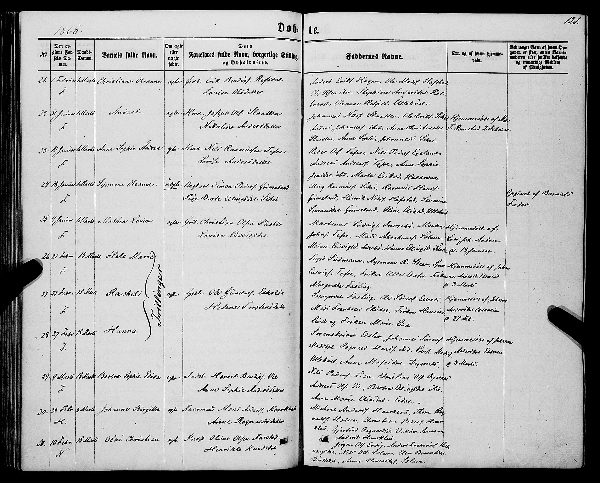 Førde sokneprestembete, AV/SAB-A-79901/H/Haa/Haaa/L0009: Parish register (official) no. A 9, 1861-1877, p. 121