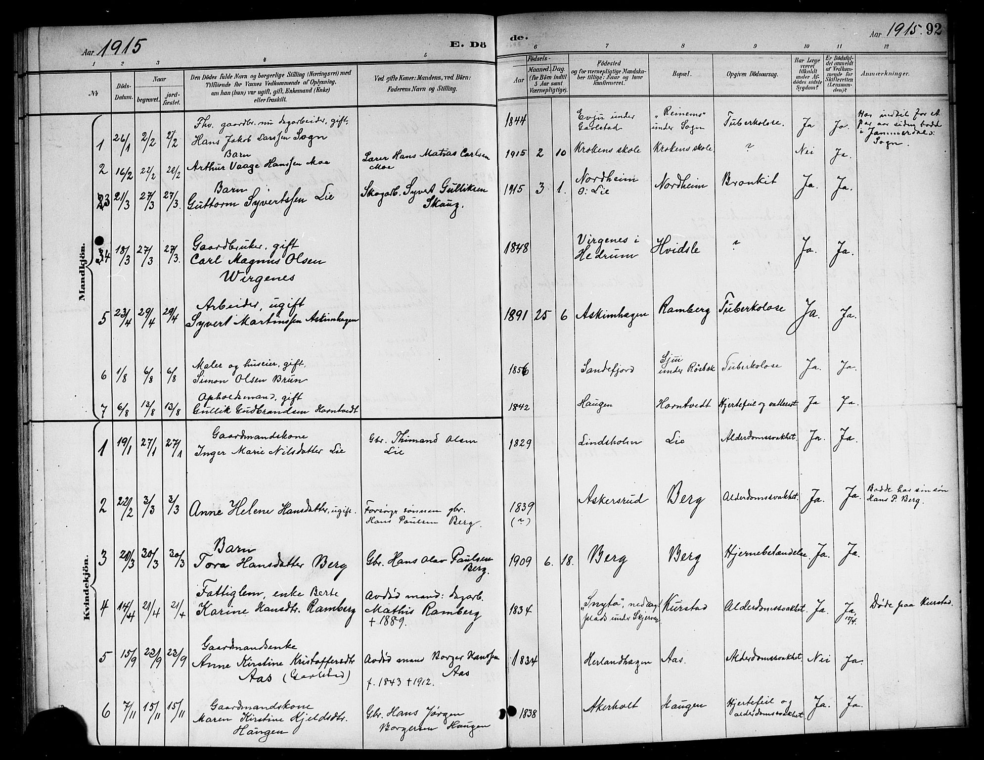 Lardal kirkebøker, AV/SAKO-A-350/G/Ga/L0002: Parish register (copy) no. I 2, 1901-1916, p. 92