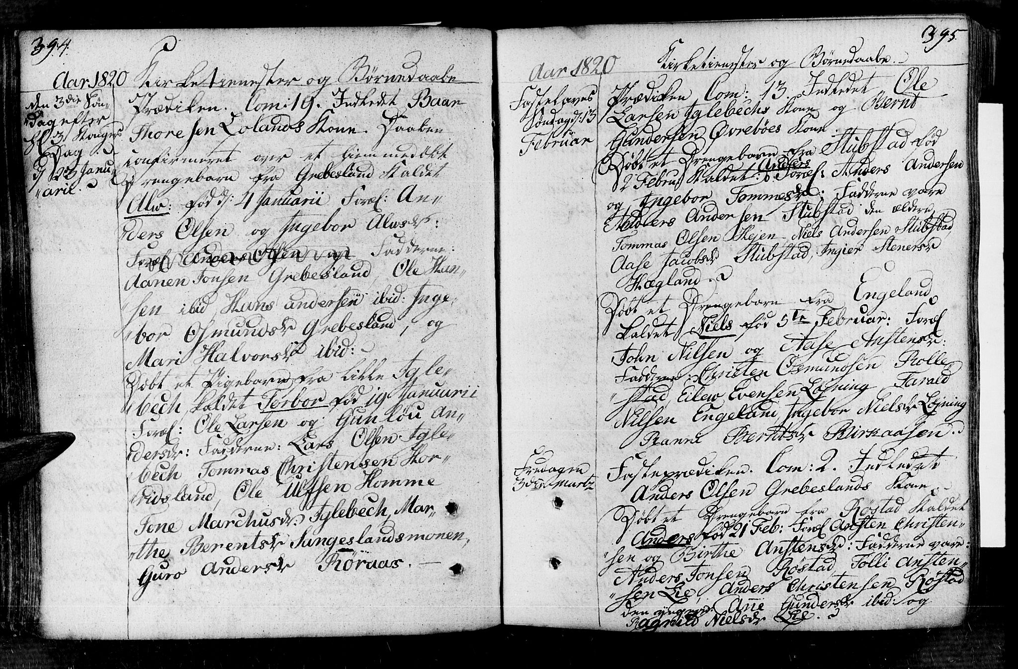 Vennesla sokneprestkontor, AV/SAK-1111-0045/Fa/Fac/L0002: Parish register (official) no. A 2, 1785-1834, p. 394-395