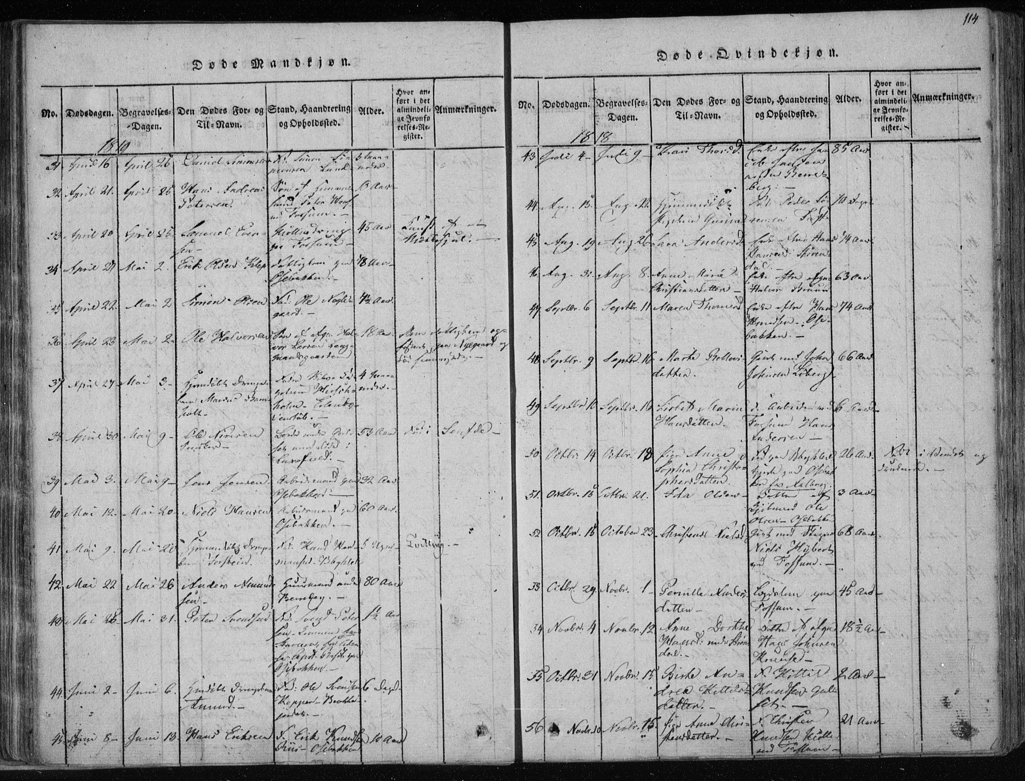 Gjerpen kirkebøker, AV/SAKO-A-265/F/Fa/L0004: Parish register (official) no. I 4, 1814-1823, p. 114