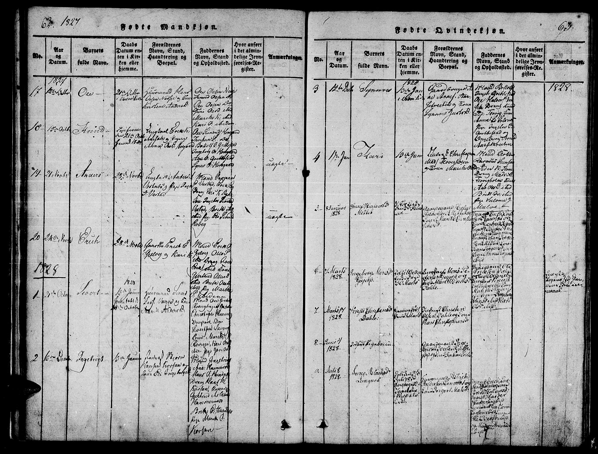 Ministerialprotokoller, klokkerbøker og fødselsregistre - Møre og Romsdal, AV/SAT-A-1454/547/L0602: Parish register (official) no. 547A04, 1818-1845, p. 62-63