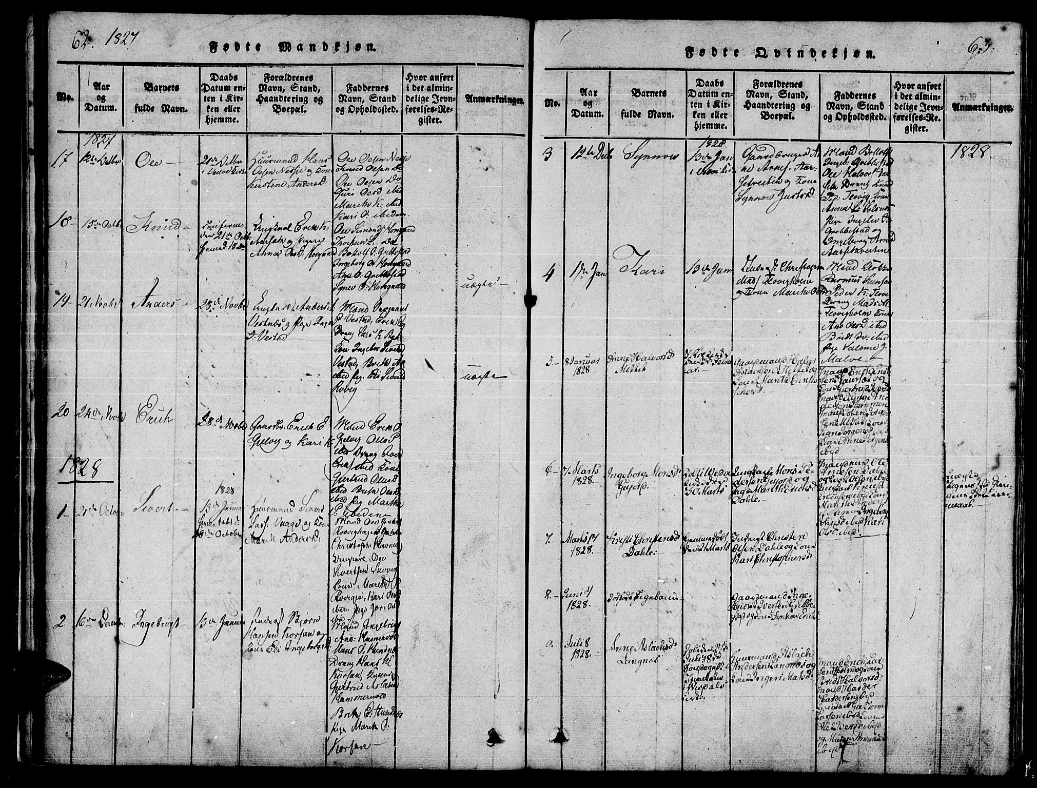 Ministerialprotokoller, klokkerbøker og fødselsregistre - Møre og Romsdal, SAT/A-1454/547/L0602: Parish register (official) no. 547A04, 1818-1845, p. 62-63