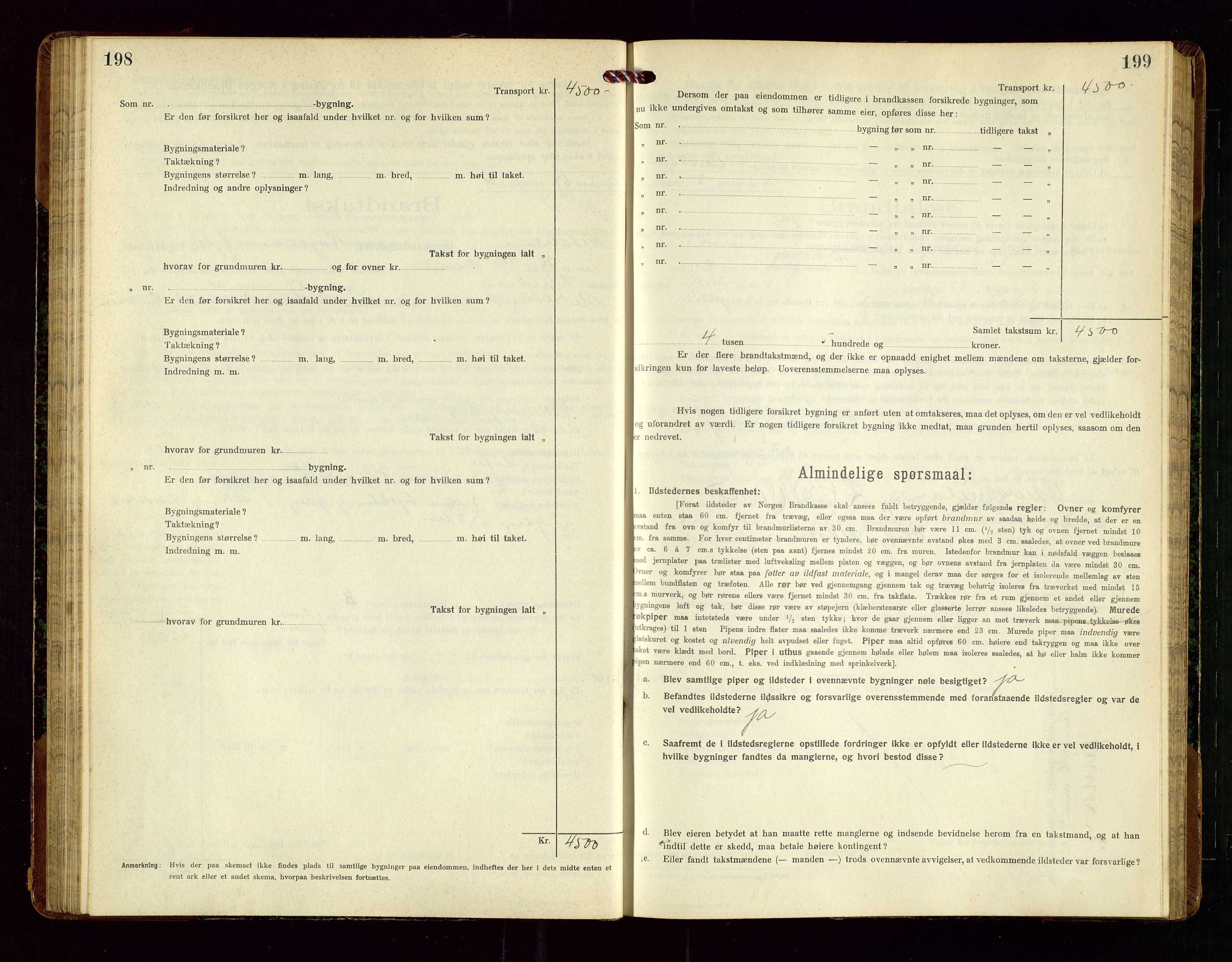 Nedstrand lensmannskontor, SAST/A-100236/Gob/L0002: "Brandtakstprotokol for Nerstrand lensmandsdistrikt Rogaland Fylke", 1916-1949, p. 198-199