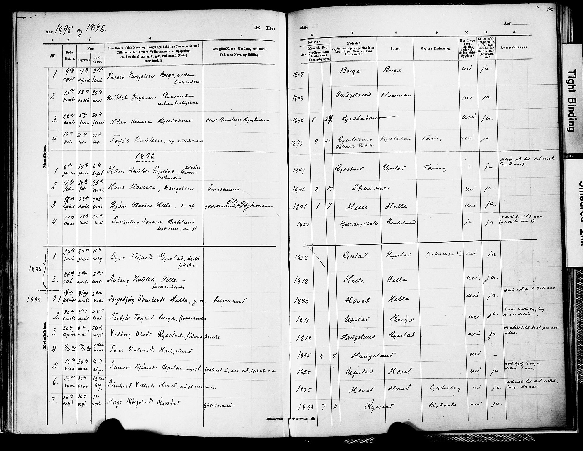 Valle sokneprestkontor, SAK/1111-0044/F/Fa/Fab/L0001: Parish register (official) no. A 1, 1882-1910, p. 146