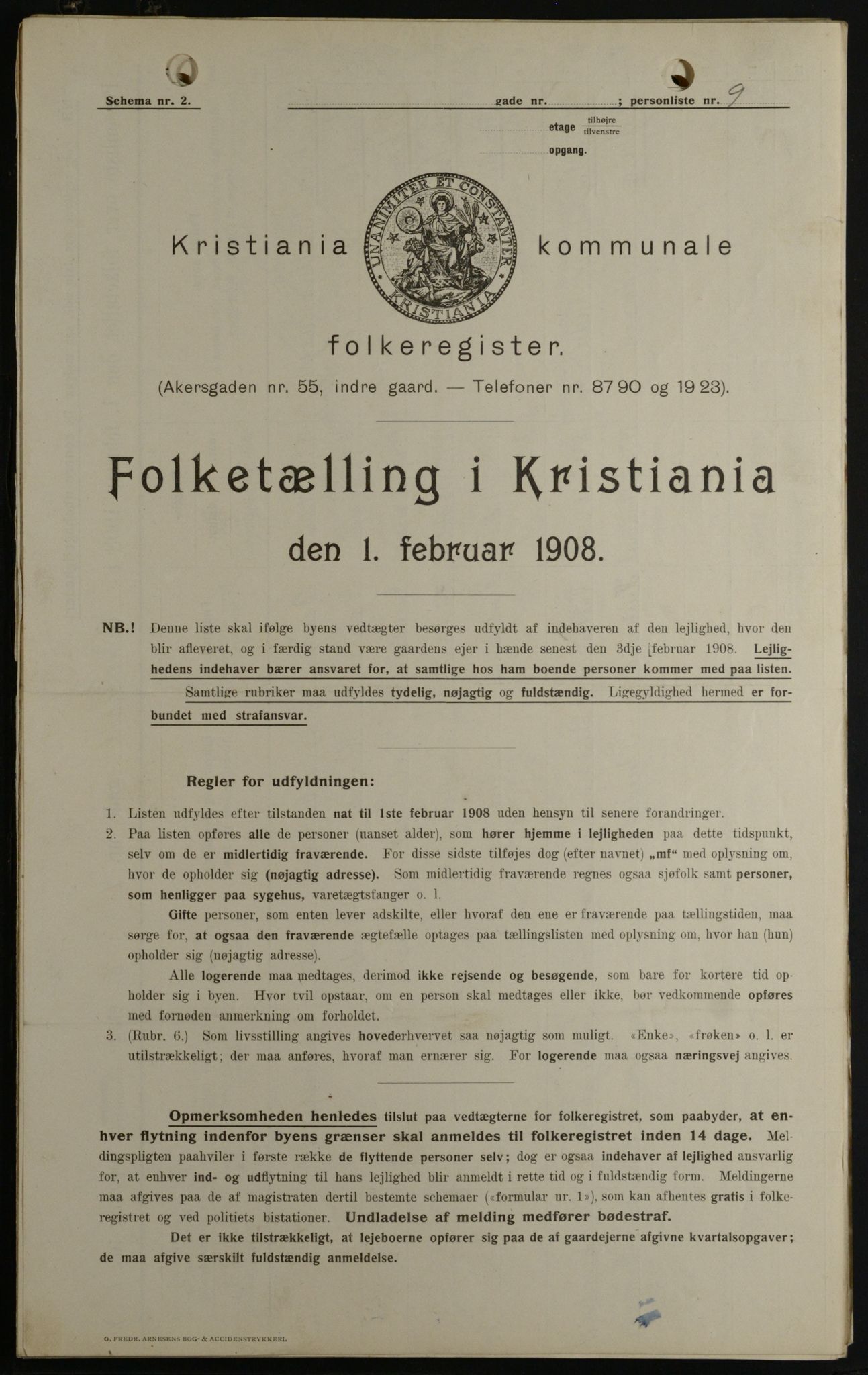 OBA, Municipal Census 1908 for Kristiania, 1908, p. 68052