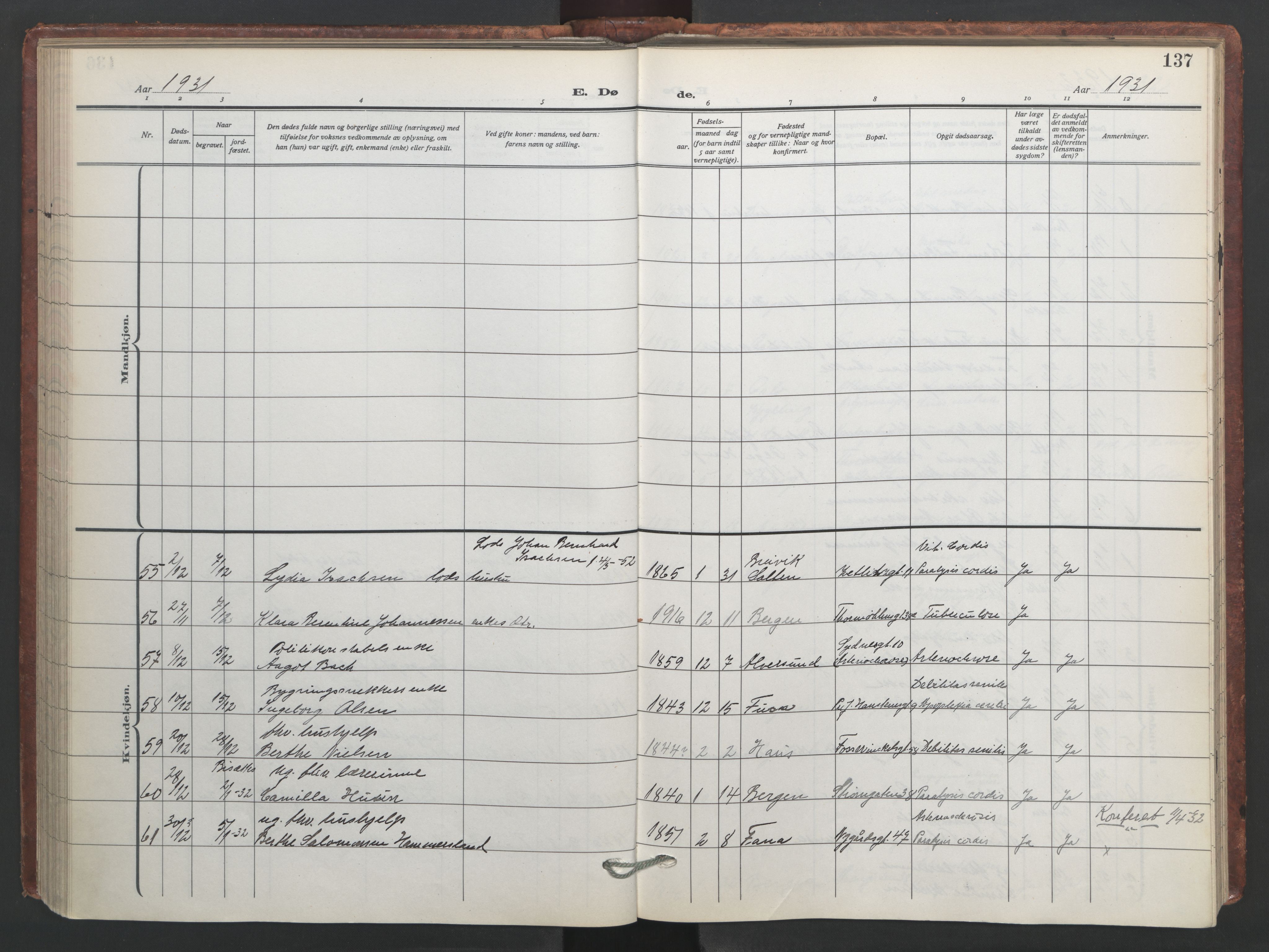 Johanneskirken sokneprestembete, AV/SAB-A-76001/H/Hab: Parish register (copy) no. D 2, 1916-1950, p. 136b-137a