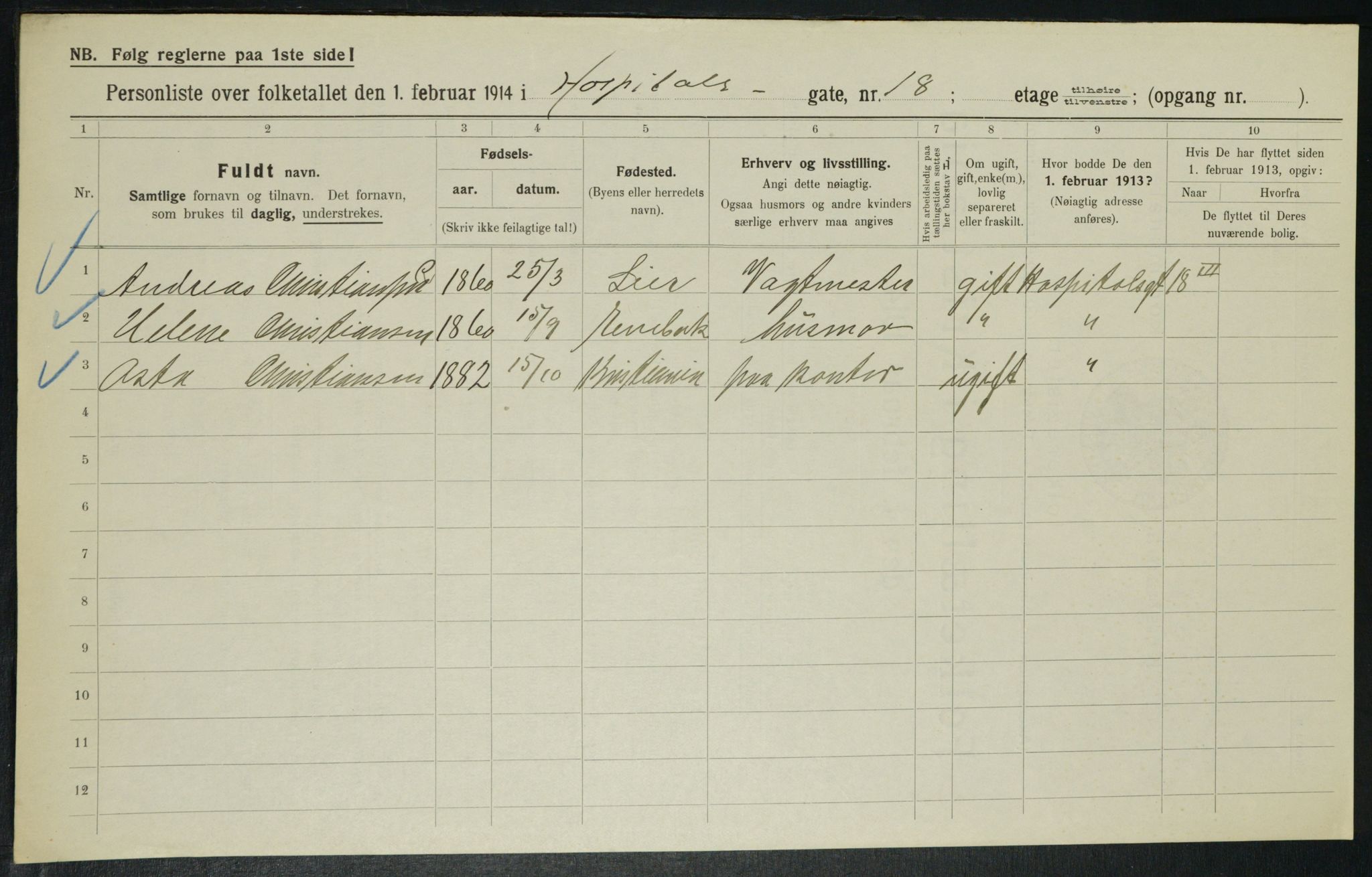 OBA, Municipal Census 1914 for Kristiania, 1914, p. 41600