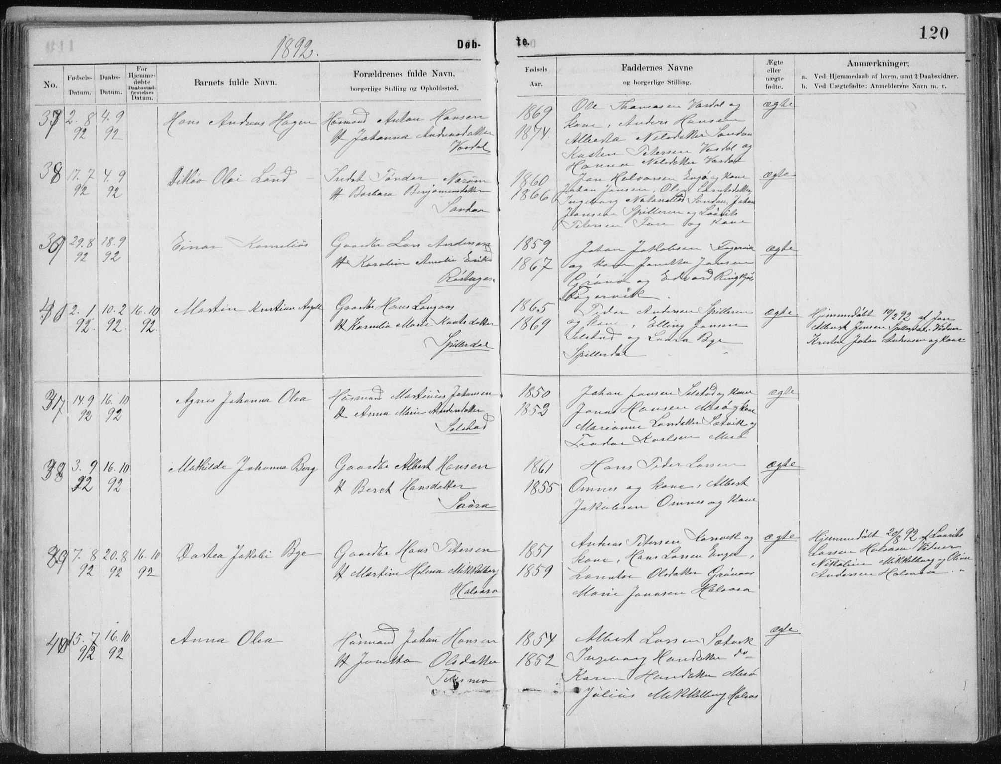 Ministerialprotokoller, klokkerbøker og fødselsregistre - Nordland, SAT/A-1459/843/L0636: Parish register (copy) no. 843C05, 1884-1909, p. 120
