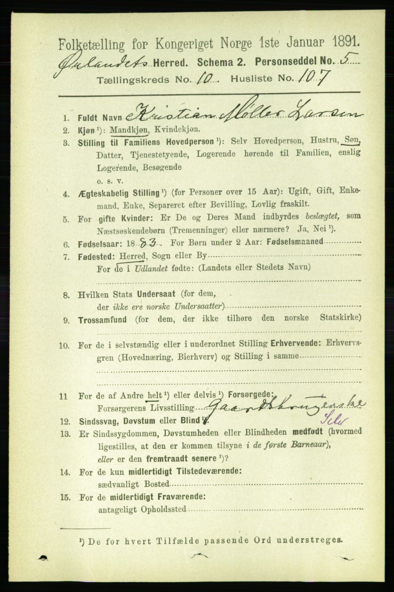 RA, 1891 census for 1621 Ørland, 1891, p. 4845