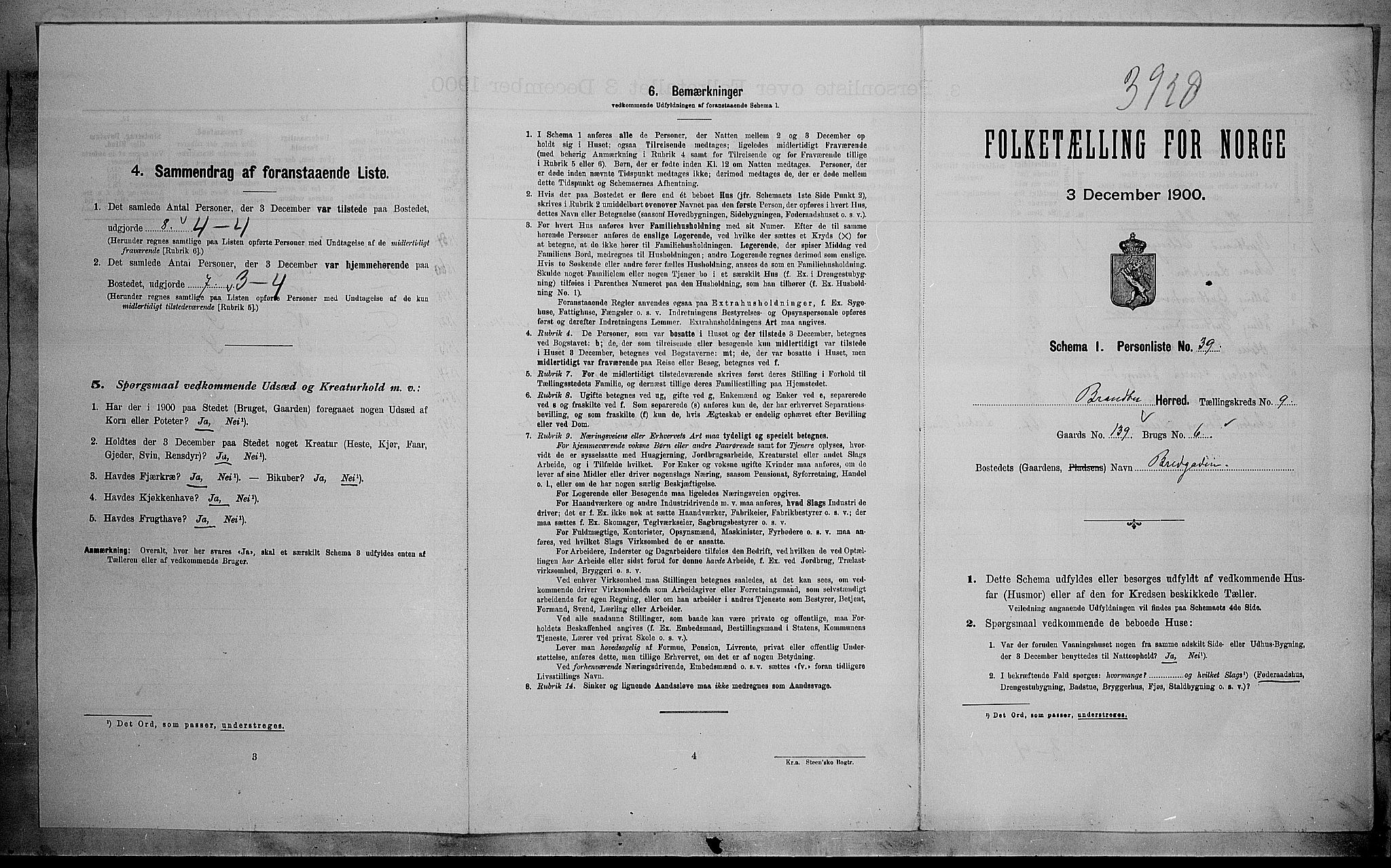 SAH, 1900 census for Brandbu, 1900, p. 1352