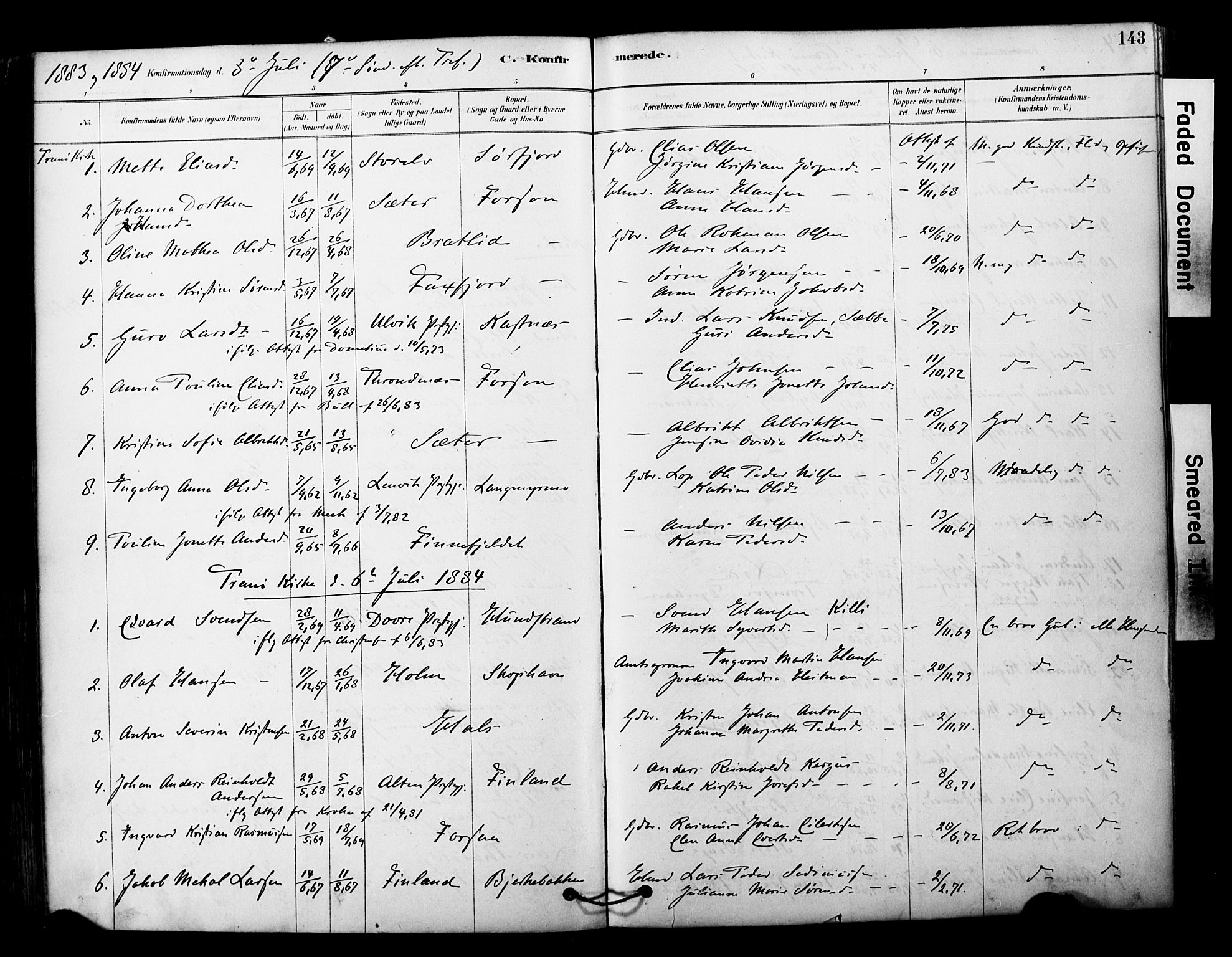 Tranøy sokneprestkontor, SATØ/S-1313/I/Ia/Iaa/L0011kirke: Parish register (official) no. 11, 1878-1904, p. 143