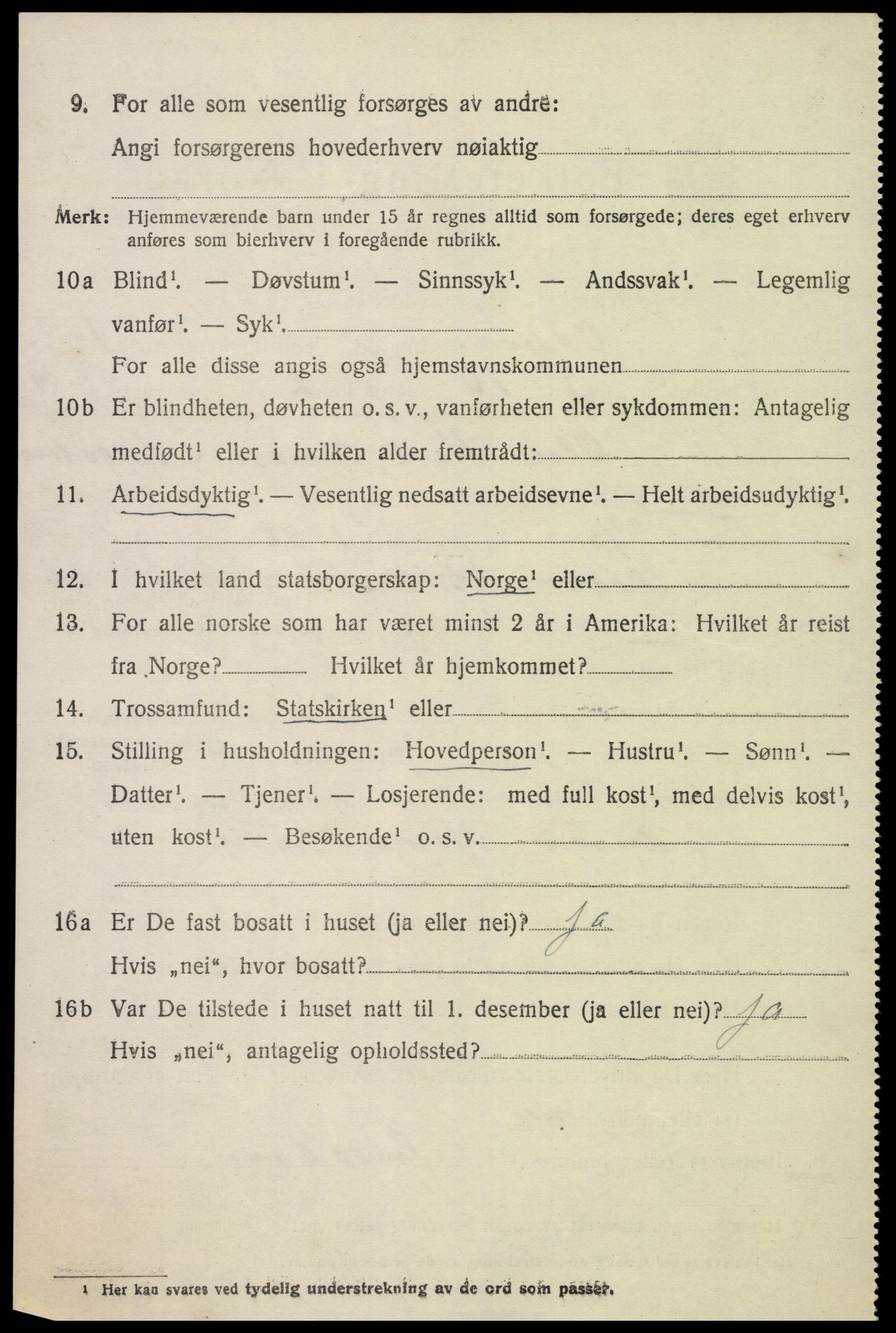 SAK, 1920 census for Oddernes, 1920, p. 2198