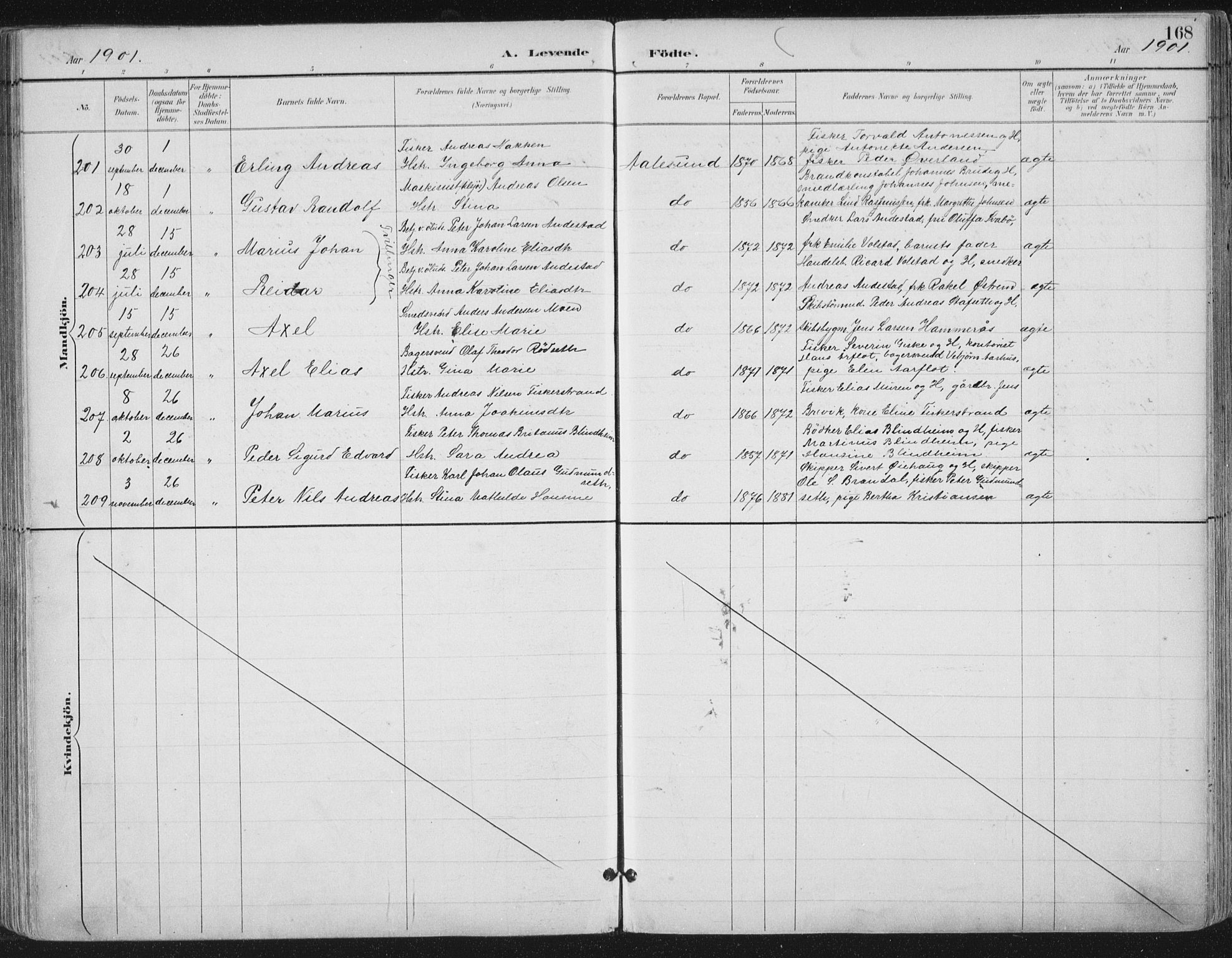 Ministerialprotokoller, klokkerbøker og fødselsregistre - Møre og Romsdal, SAT/A-1454/529/L0456: Parish register (official) no. 529A06, 1894-1906, p. 168