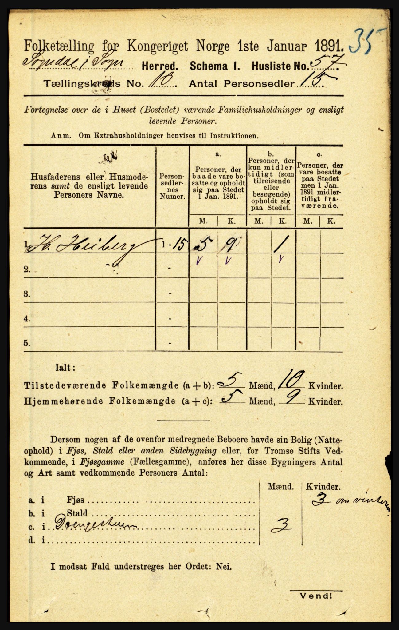 RA, 1891 census for 1420 Sogndal, 1891, p. 3950