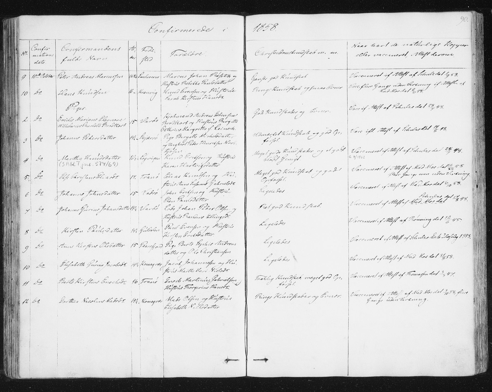 Vardø sokneprestkontor, SATØ/S-1332/H/Ha/L0003kirke: Parish register (official) no. 3, 1843-1861, p. 90