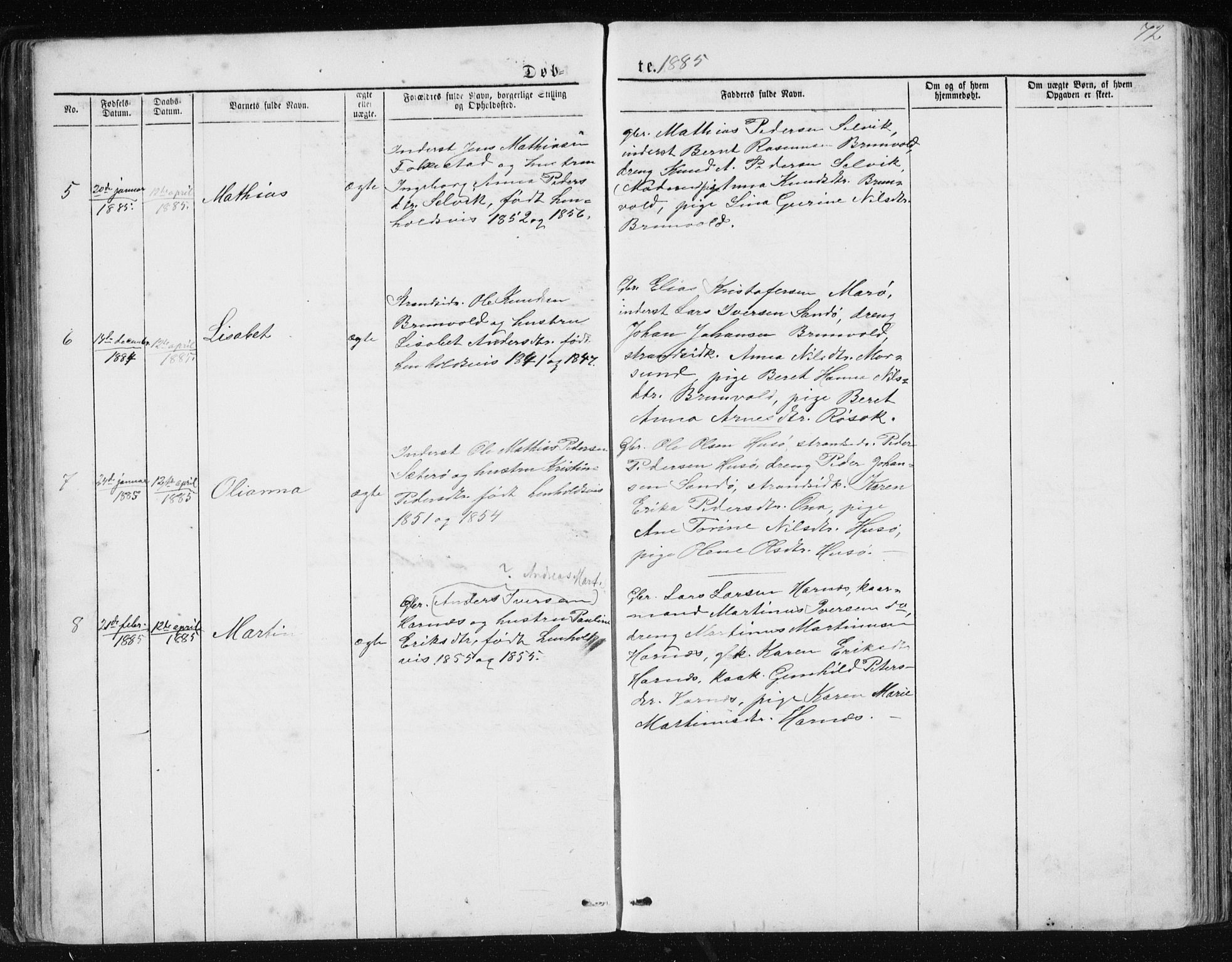 Ministerialprotokoller, klokkerbøker og fødselsregistre - Møre og Romsdal, SAT/A-1454/561/L0732: Parish register (copy) no. 561C02, 1867-1900, p. 72