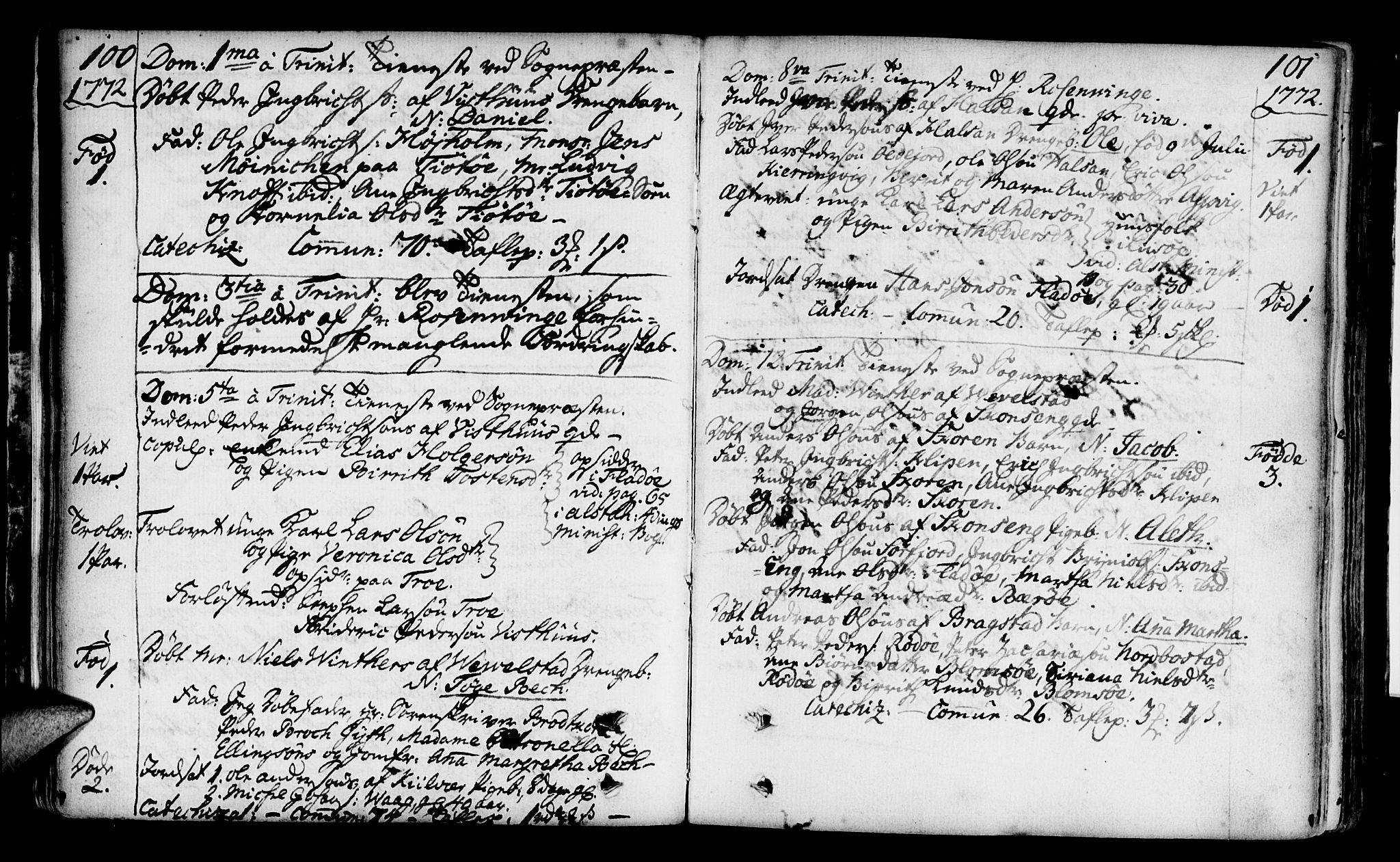 Ministerialprotokoller, klokkerbøker og fødselsregistre - Nordland, SAT/A-1459/817/L0260: Parish register (official) no. 817A02 /1, 1768-1776, p. 100-101