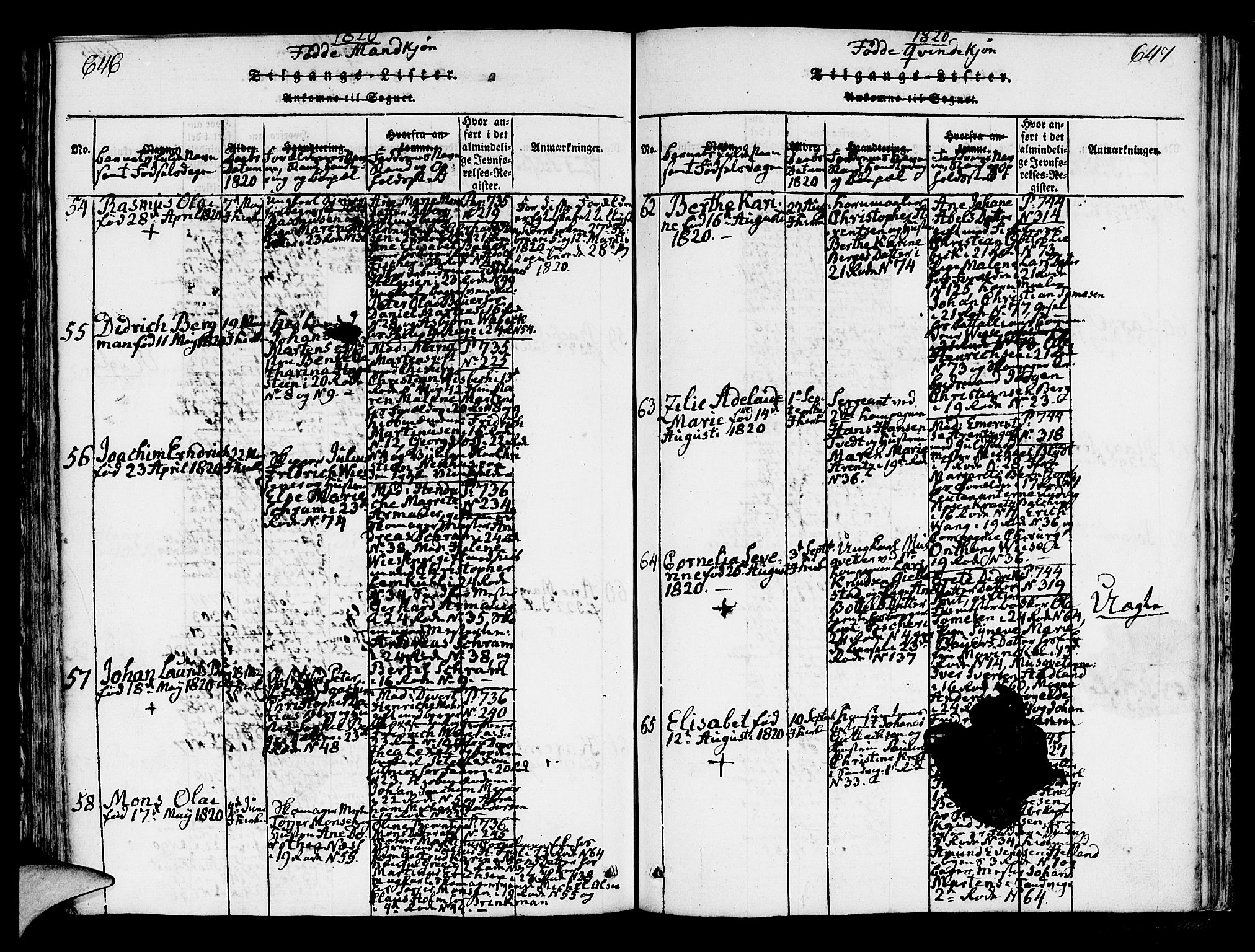 Korskirken sokneprestembete, AV/SAB-A-76101/H/Hab: Parish register (copy) no. A 1b, 1815-1821, p. 646-647