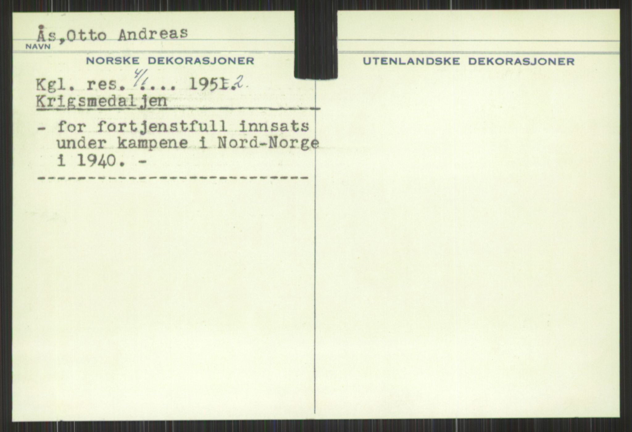 Forsvaret, Krigsdekorasjonskanselliet, AV/RA-RAFA-5156/G/Gd/L0001: Diverse registre, 1944-1956, p. 641