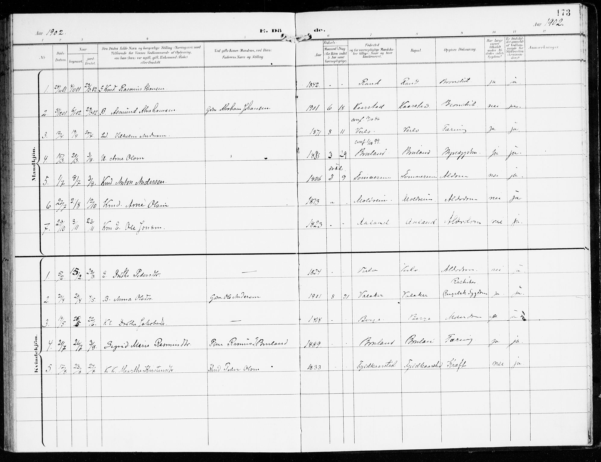 Innvik sokneprestembete, AV/SAB-A-80501: Parish register (official) no. D 2, 1900-1921, p. 173