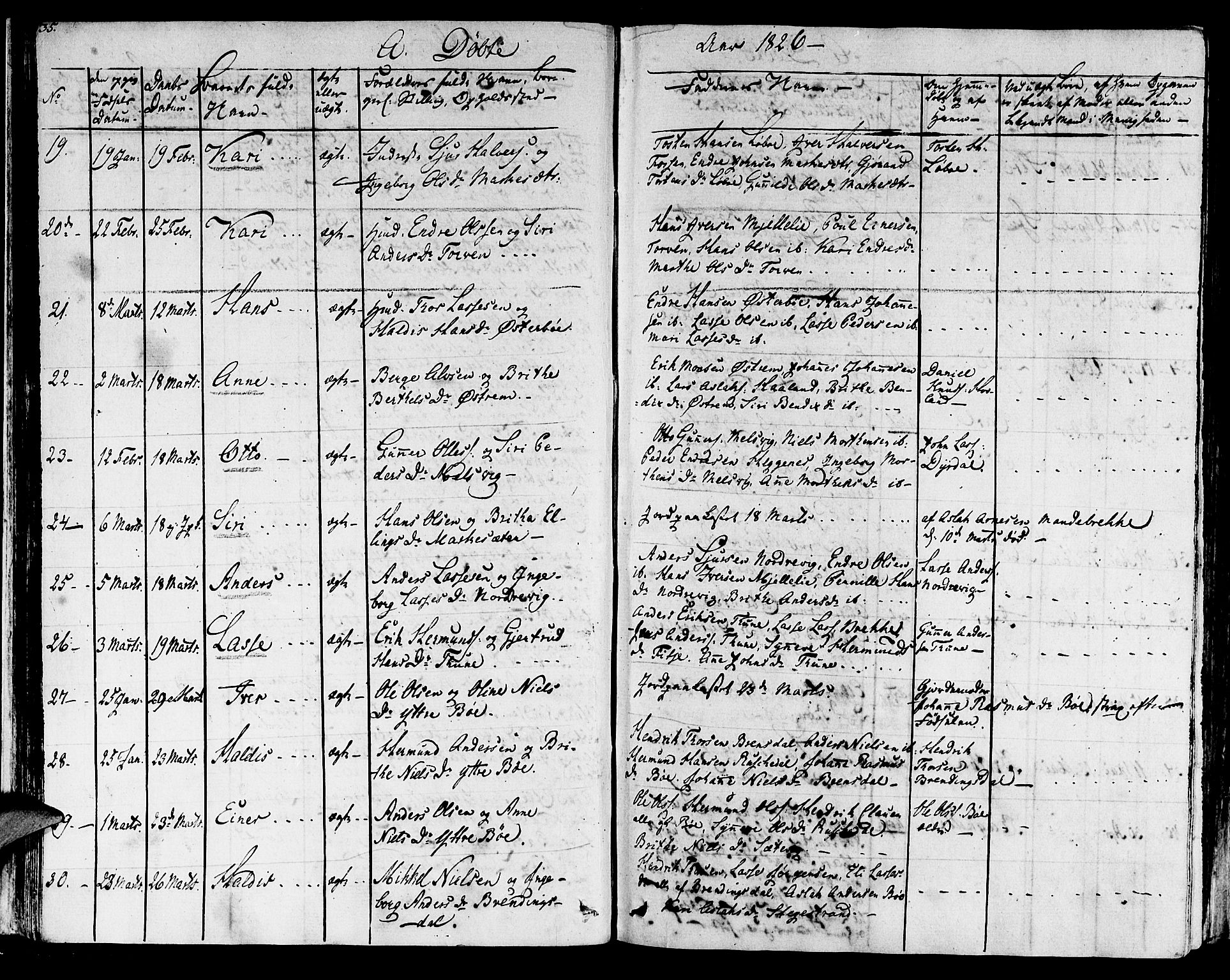 Lavik sokneprestembete, SAB/A-80901: Parish register (official) no. A 2I, 1821-1842, p. 35
