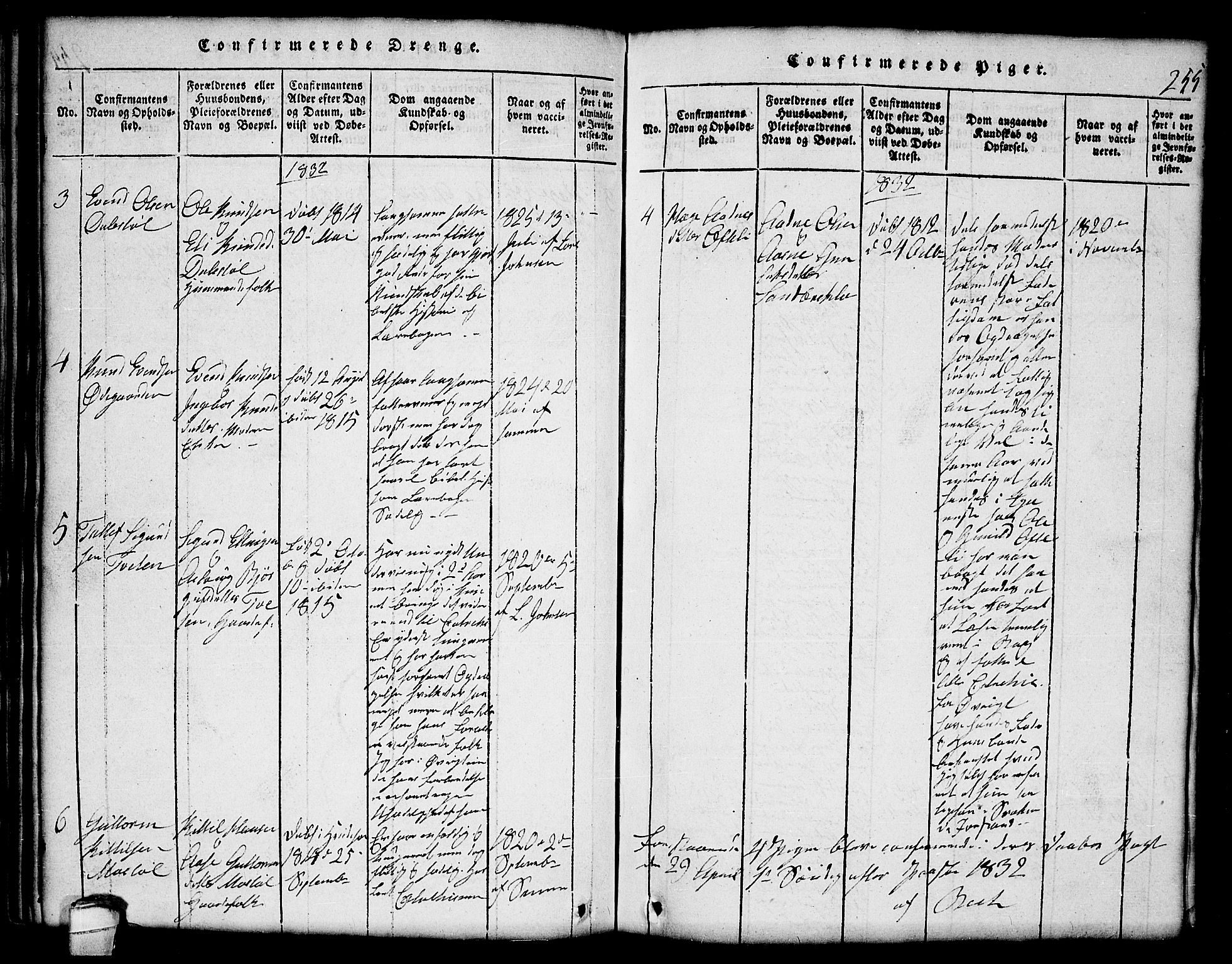 Lårdal kirkebøker, SAKO/A-284/G/Gc/L0001: Parish register (copy) no. III 1, 1815-1854, p. 255