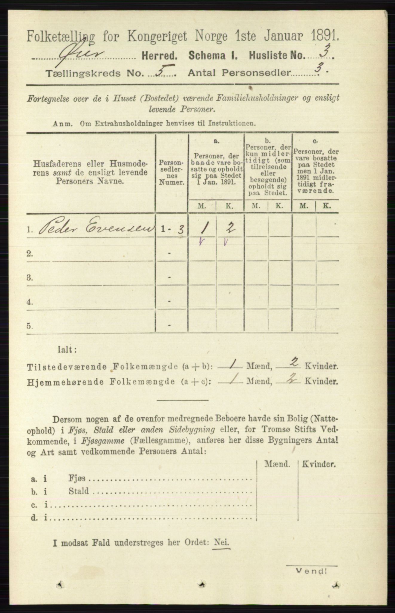 RA, 1891 census for 0521 Øyer, 1891, p. 1650