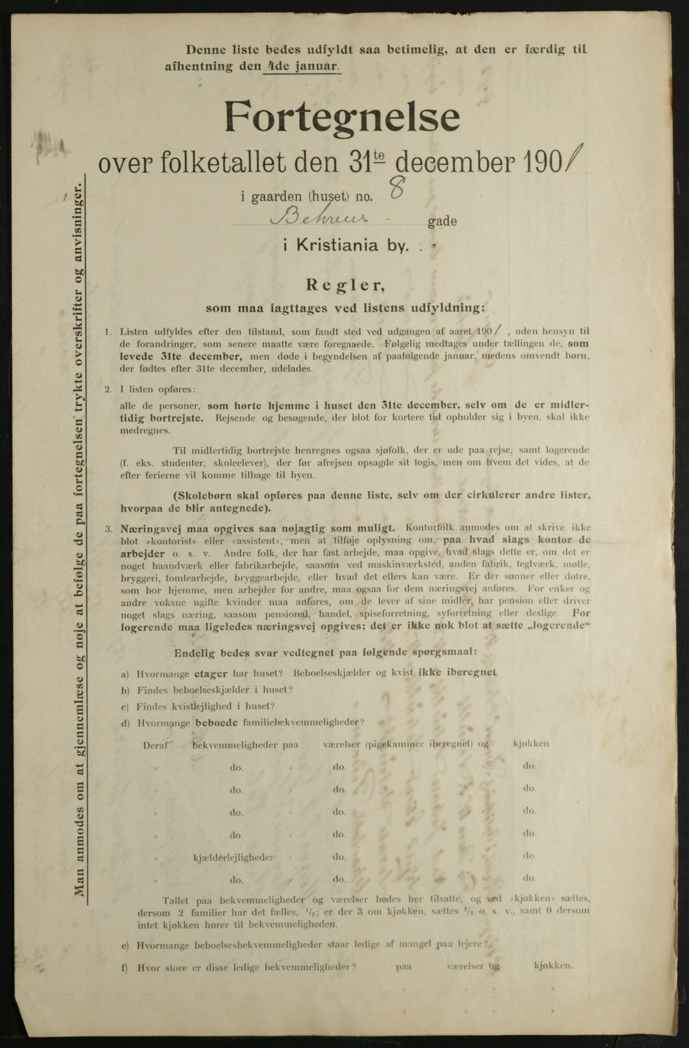 OBA, Municipal Census 1901 for Kristiania, 1901, p. 652