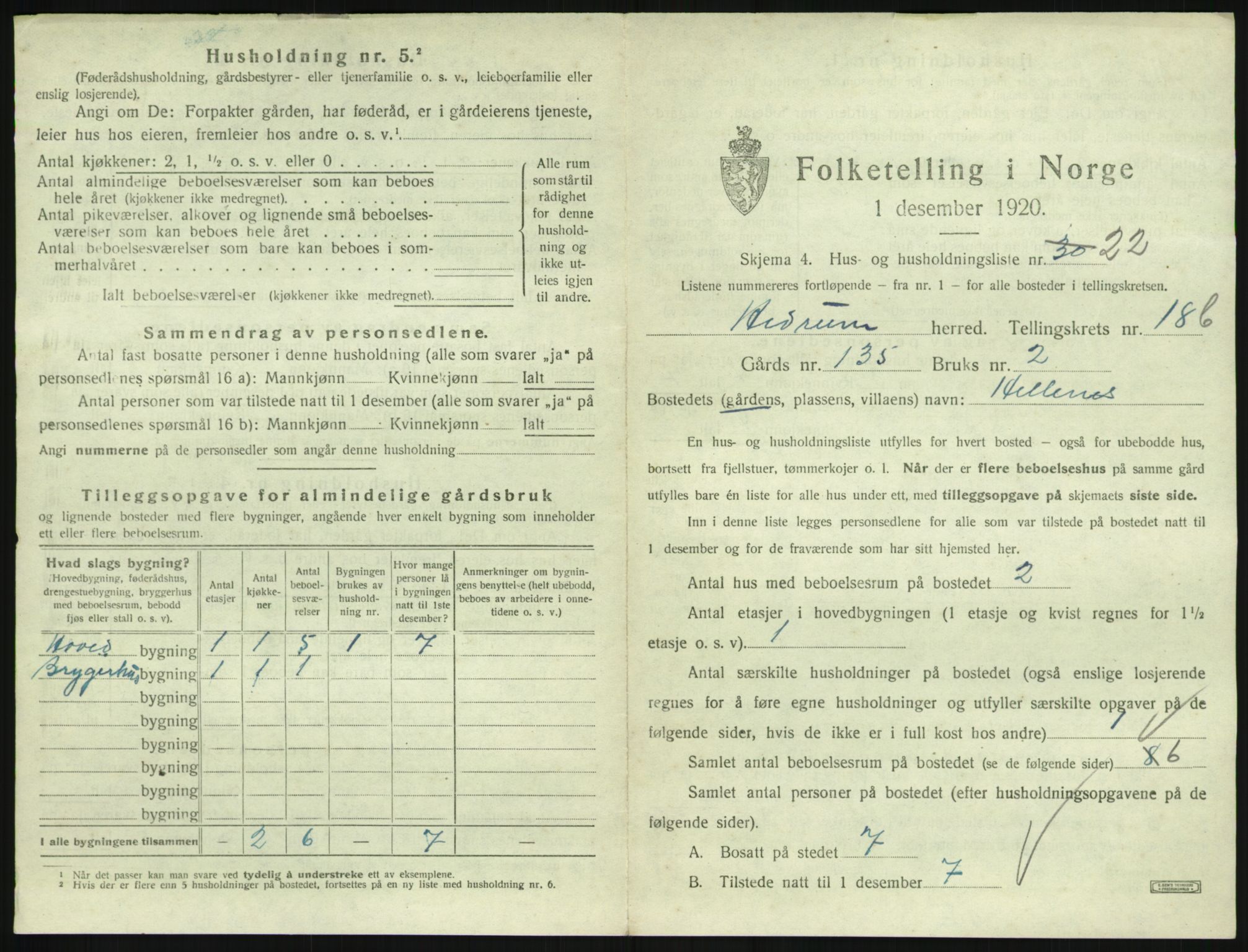 SAKO, 1920 census for Hedrum, 1920, p. 1651