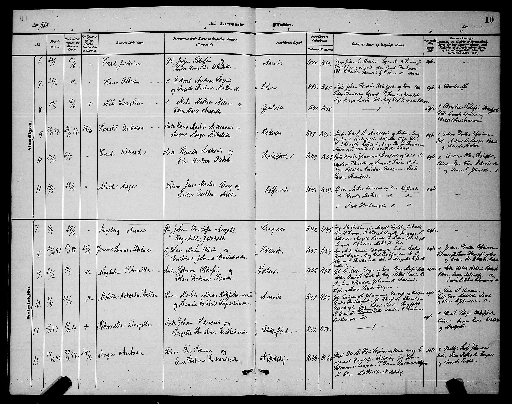 Skjervøy sokneprestkontor, AV/SATØ-S-1300/H/Ha/Hab/L0007klokker: Parish register (copy) no. 7, 1889-1899, p. 10