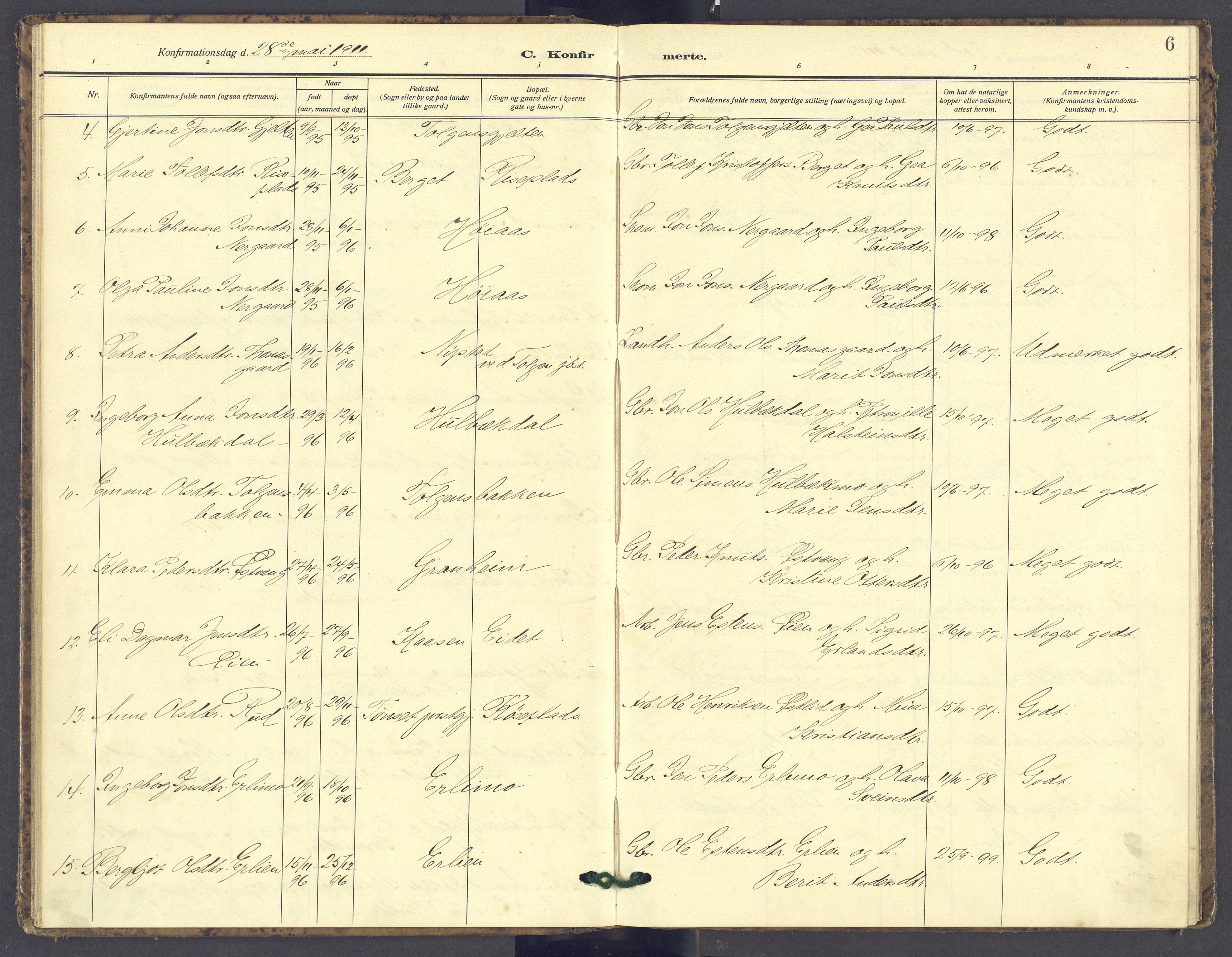 Tolga prestekontor, AV/SAH-PREST-062/K/L0016: Parish register (official) no. 16, 1908-1957, p. 6