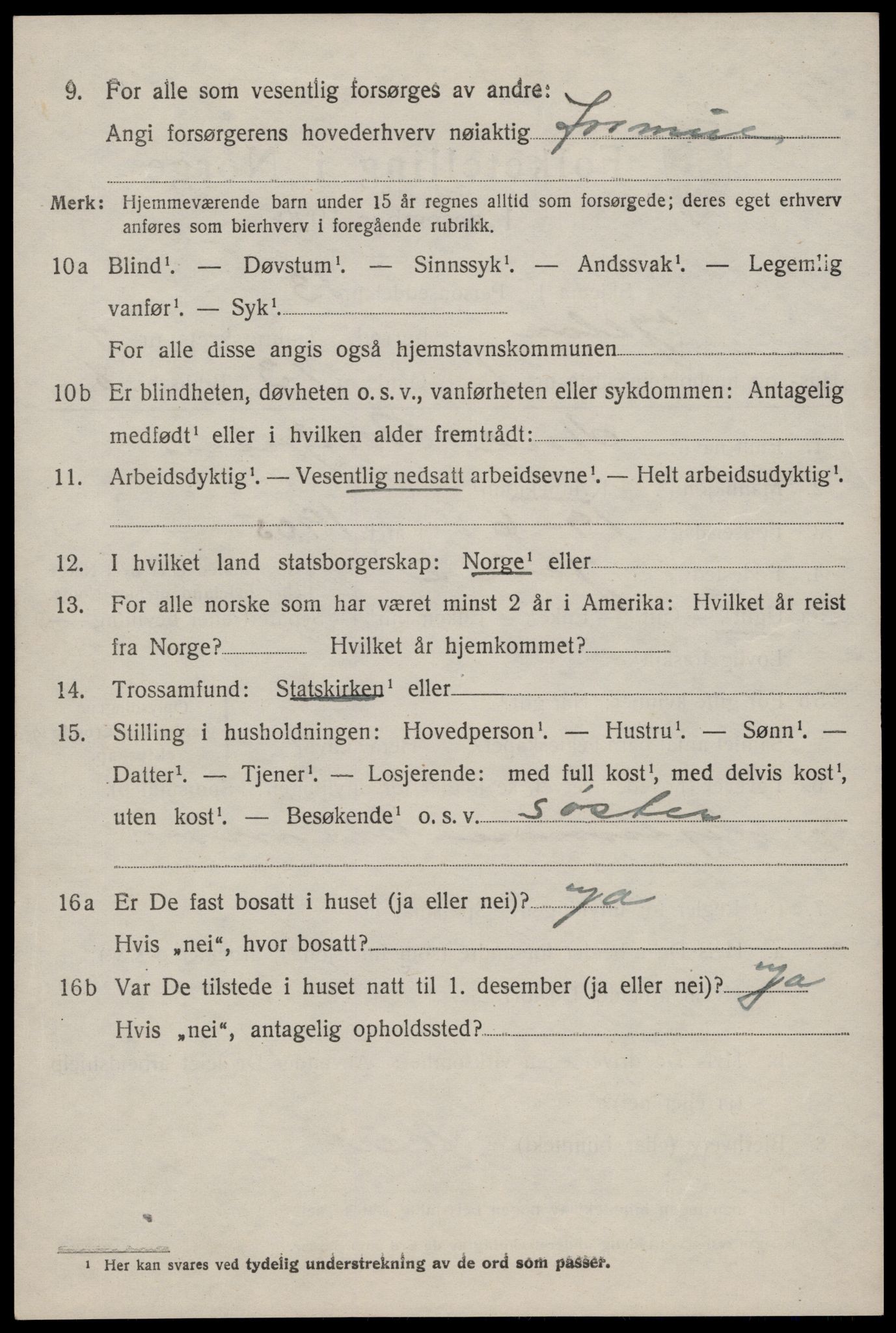 SAST, 1920 census for Jelsa, 1920, p. 1183