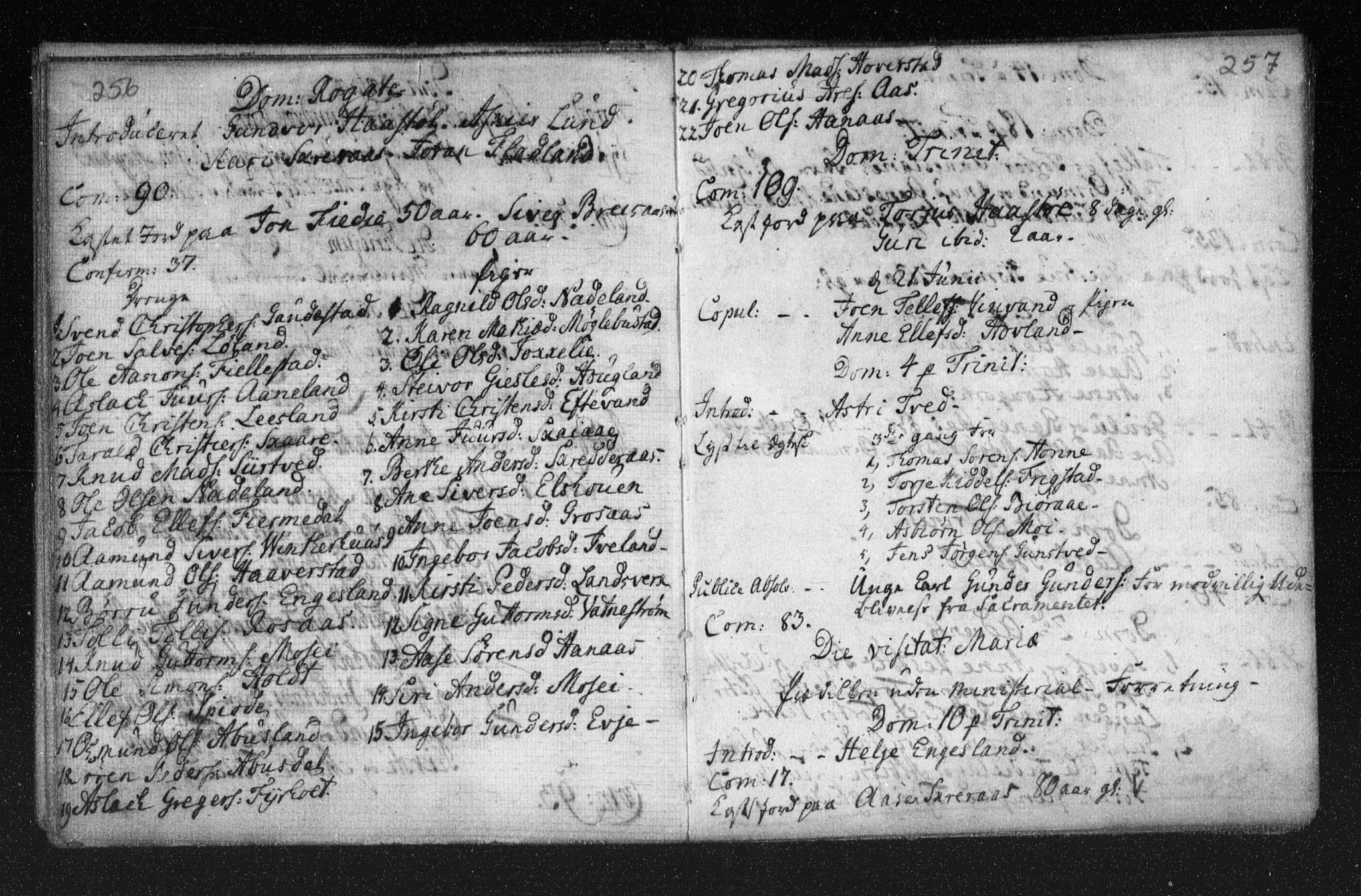 Herefoss sokneprestkontor, AV/SAK-1111-0019/F/Fa/Fab/L0001: Parish register (official) no. A 1, 1704-1779, p. 256-257