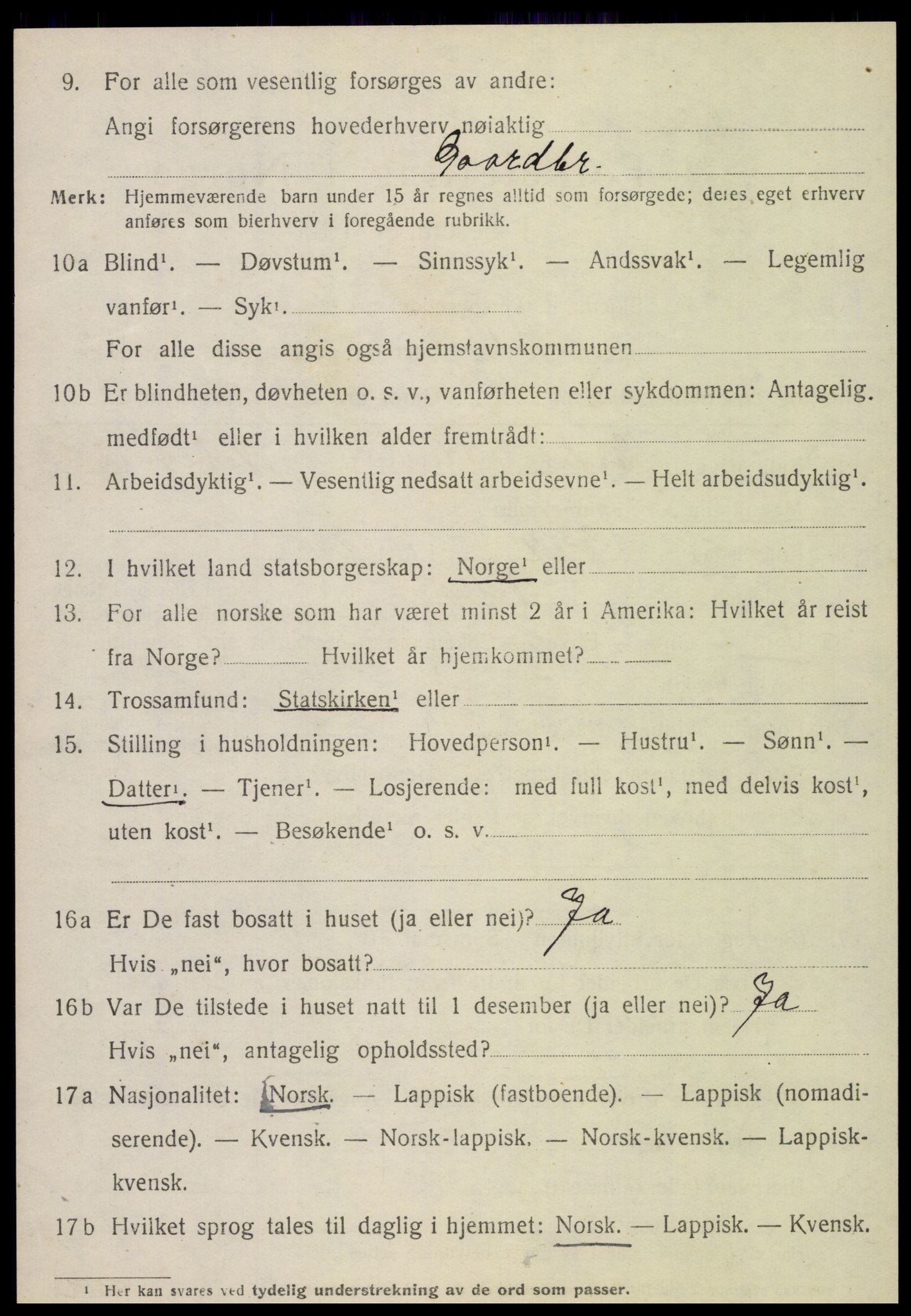 SAT, 1920 census for Vefsn, 1920, p. 10146