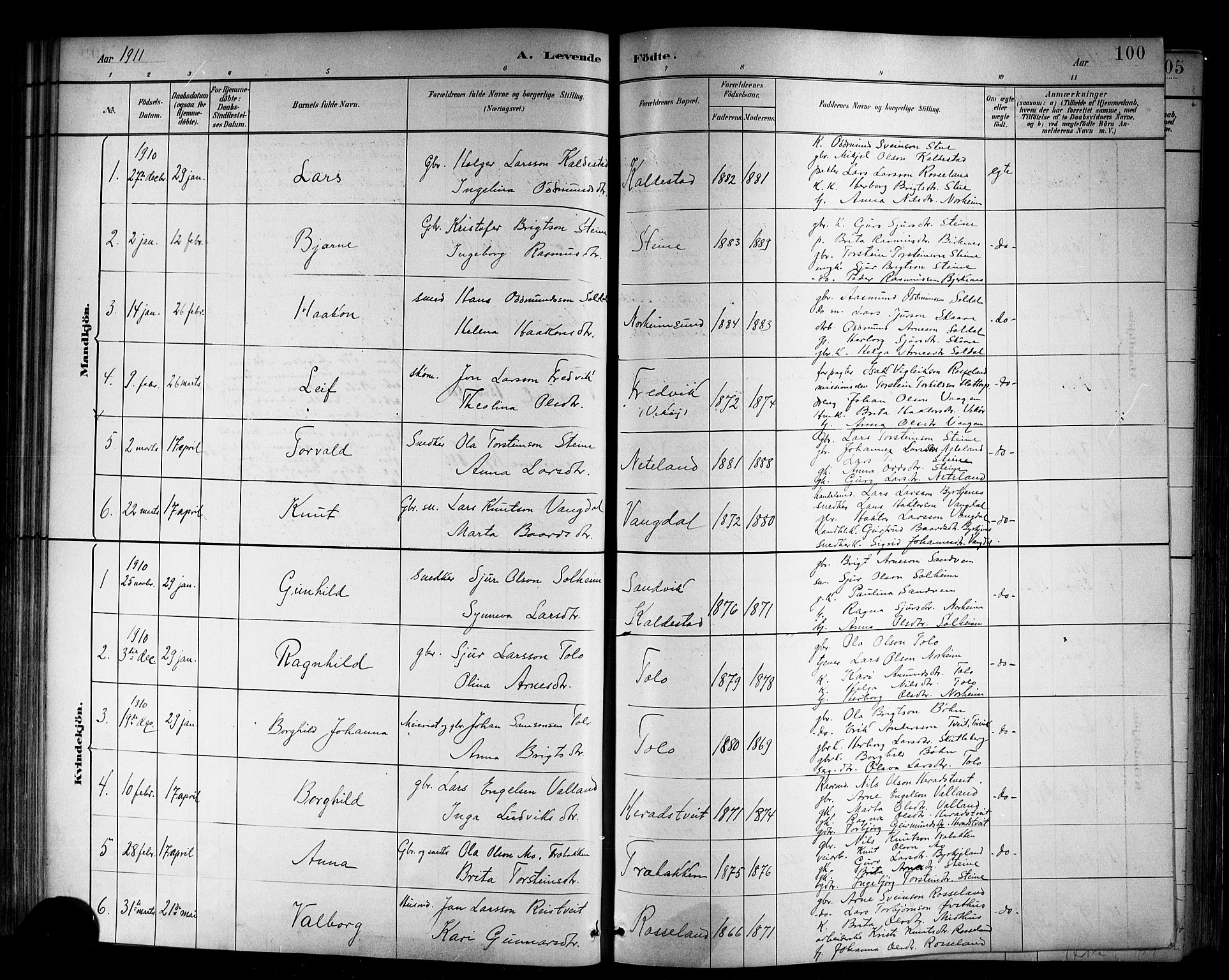 Kvam sokneprestembete, SAB/A-76201/H/Hab: Parish register (copy) no. B 3, 1884-1916, p. 100