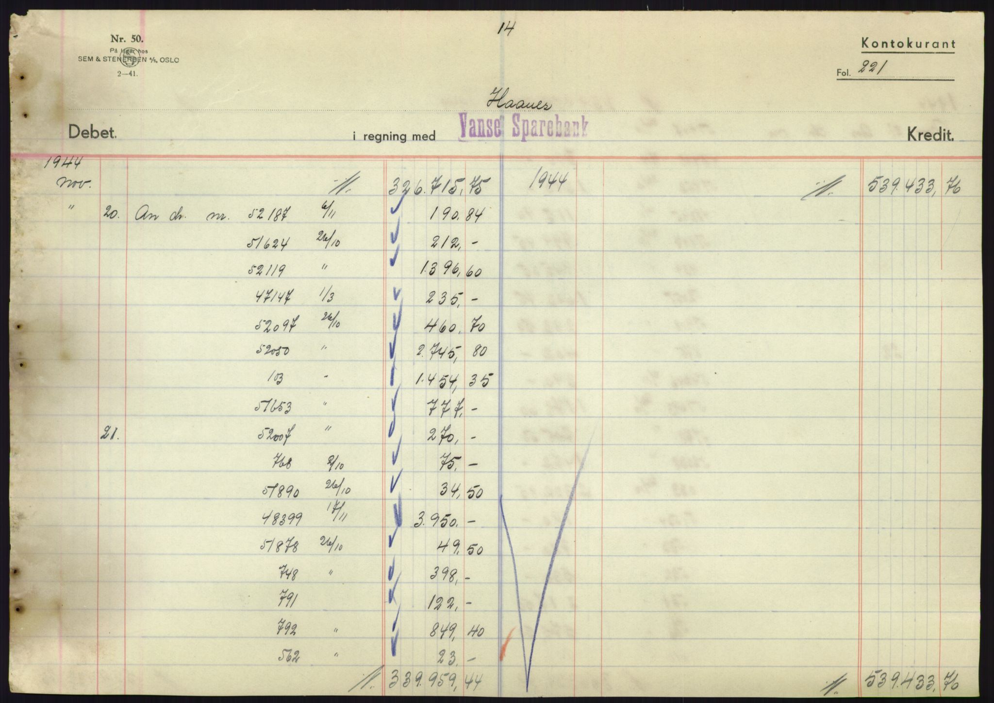 Forsvarsdepartementet, 10. kontor / Oppgjørskontoret, AV/RA-RAFA-1225/D/Db/L0180: Lista oppgjørskontor, 1942-1952, p. 2133