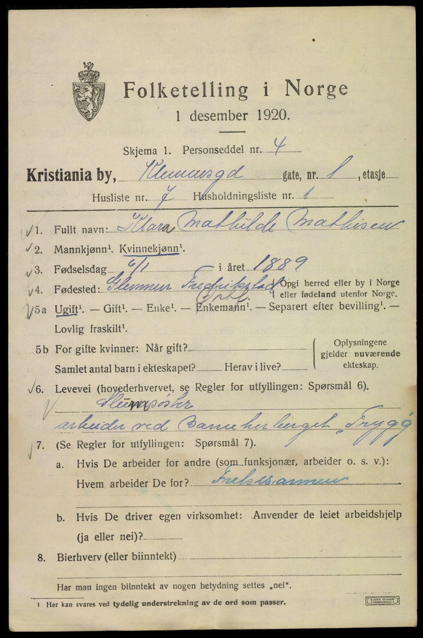 SAO, 1920 census for Kristiania, 1920, p. 343775