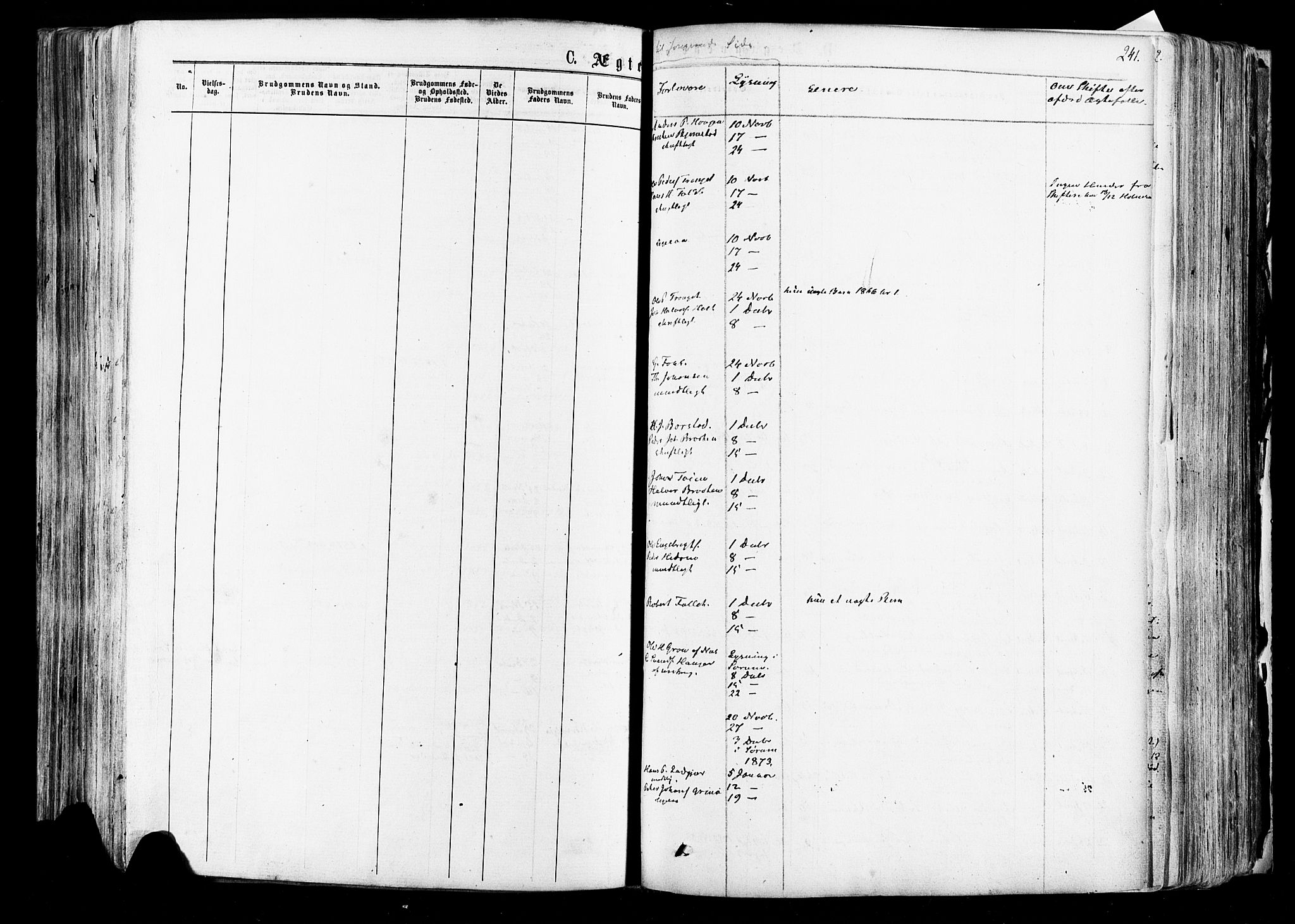 Aurskog prestekontor Kirkebøker, AV/SAO-A-10304a/F/Fa/L0007: Parish register (official) no. I 7, 1854-1877, p. 241