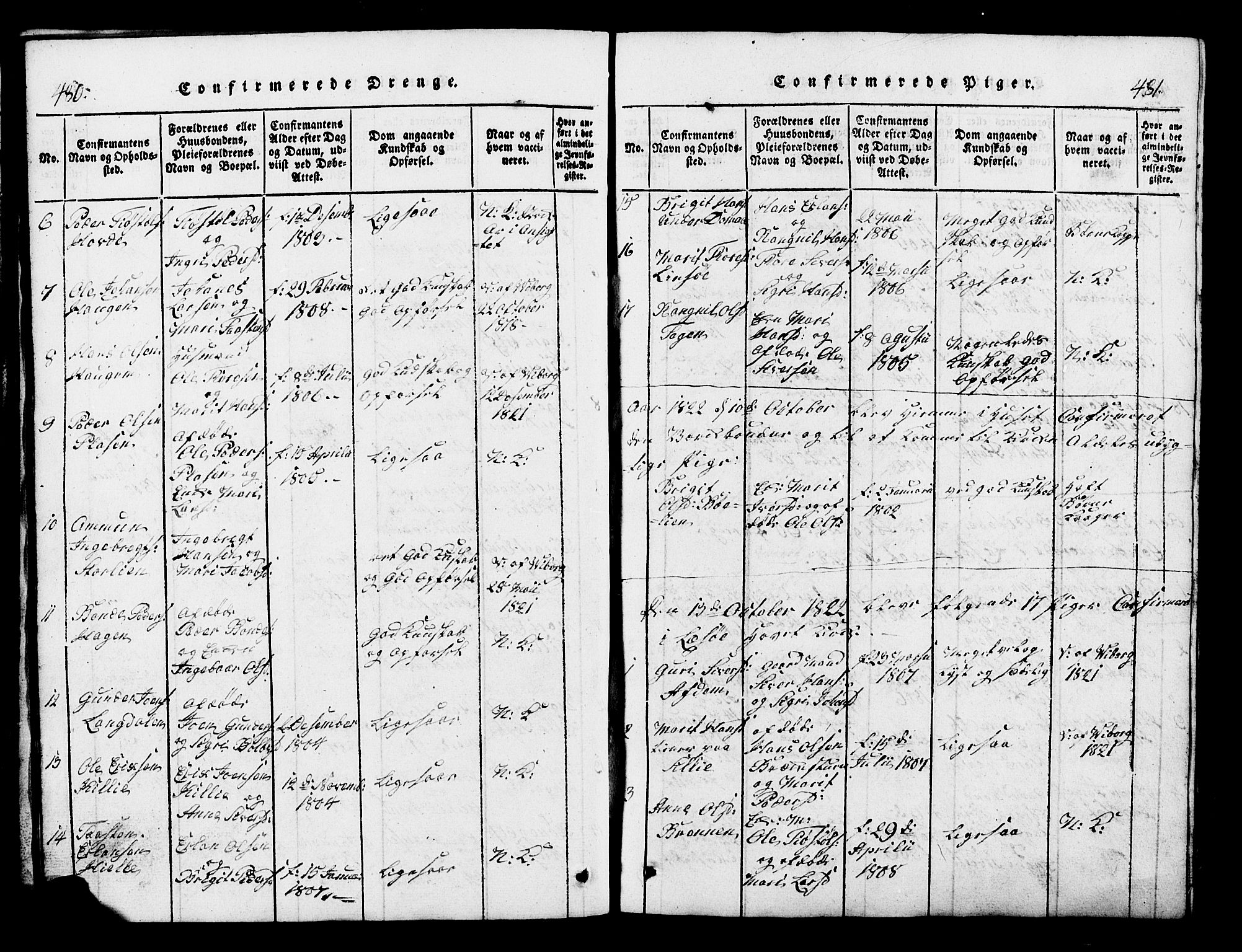 Lesja prestekontor, SAH/PREST-068/H/Ha/Hab/L0001: Parish register (copy) no. 1, 1820-1831, p. 480-481