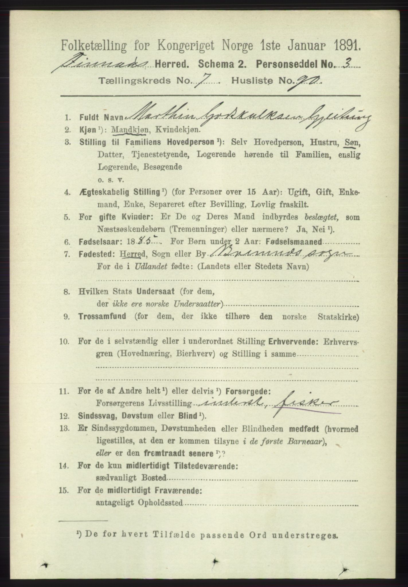 RA, 1891 census for 1218 Finnås, 1891, p. 3279