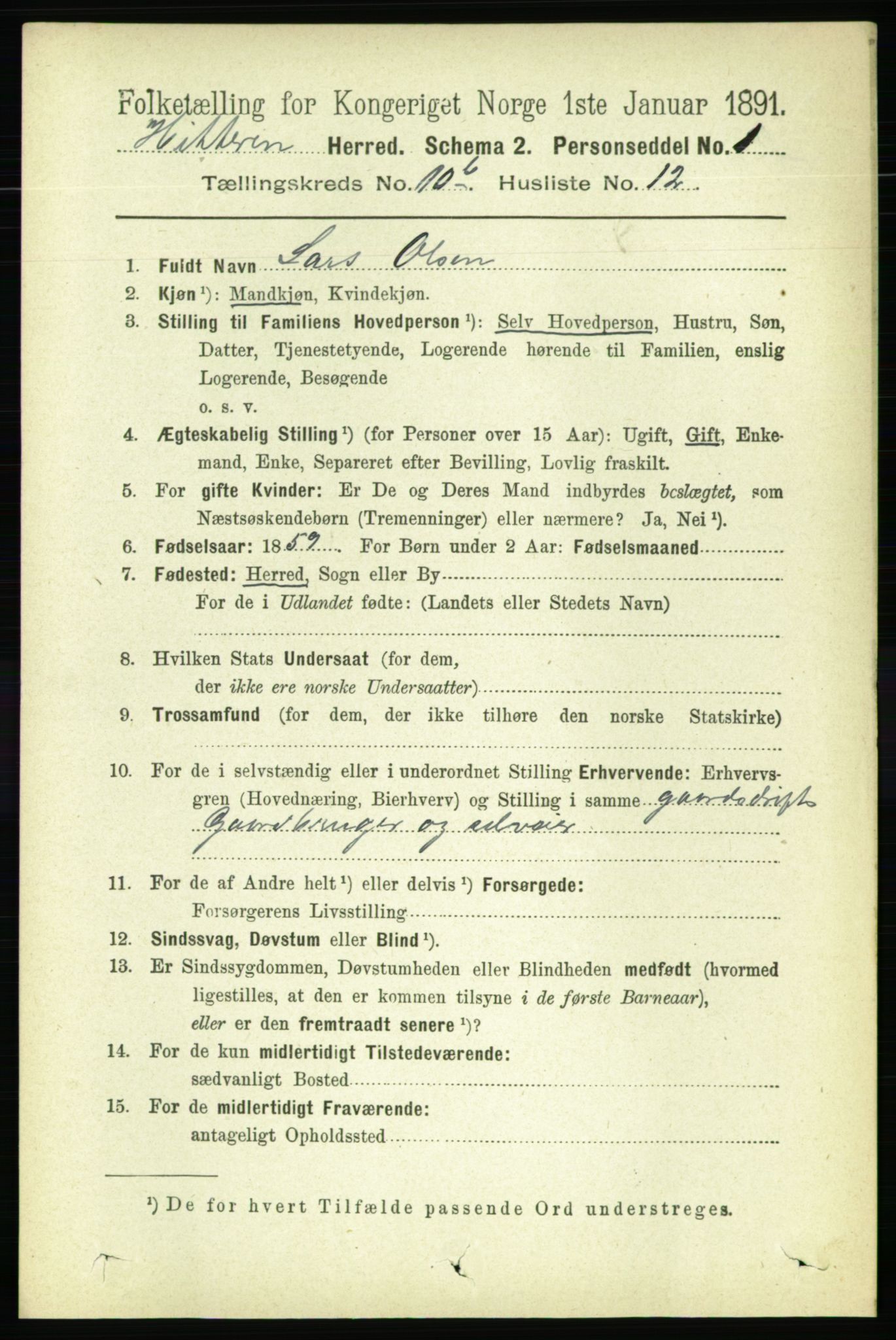 RA, 1891 census for 1617 Hitra, 1891, p. 2413