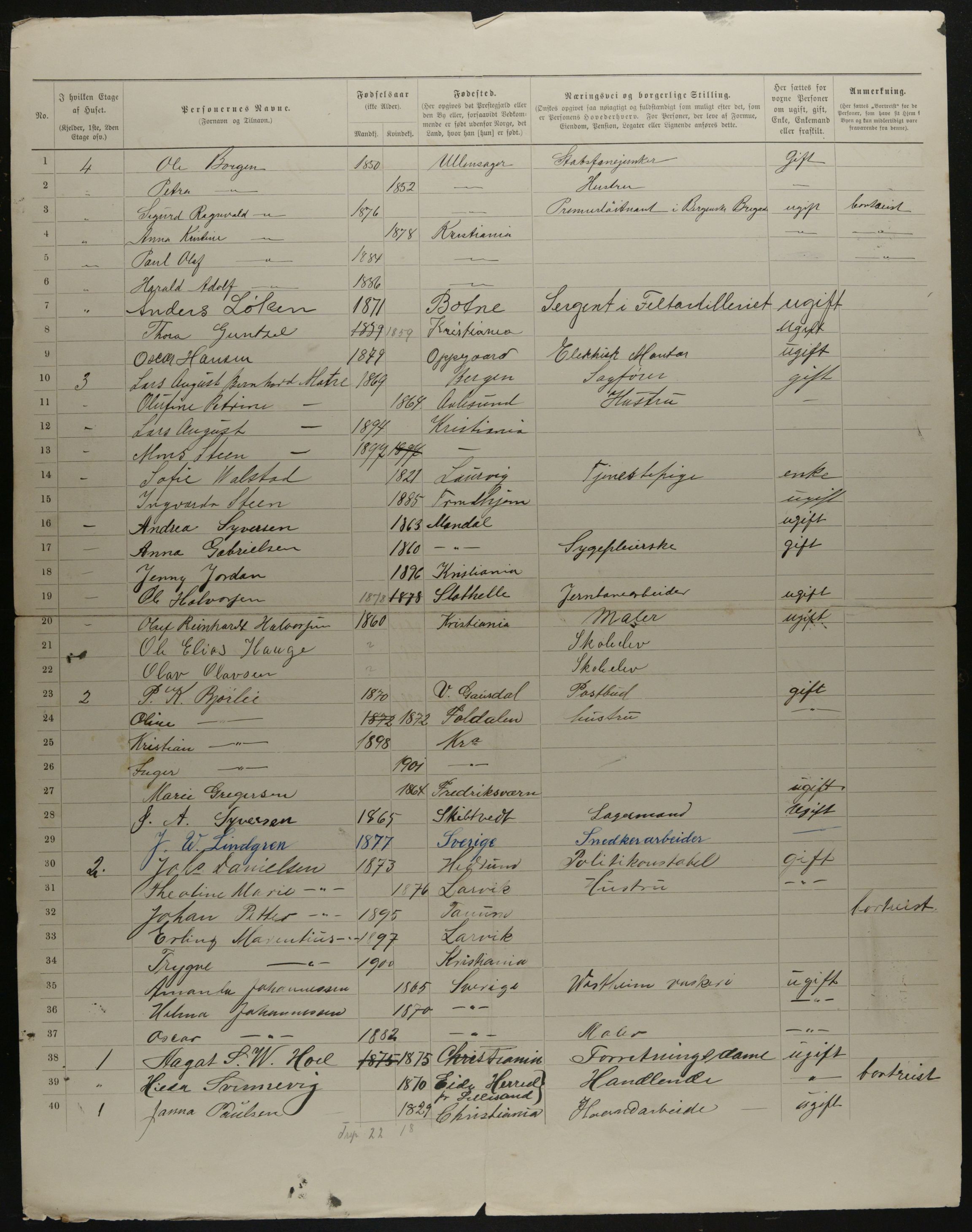 OBA, Municipal Census 1901 for Kristiania, 1901, p. 16785