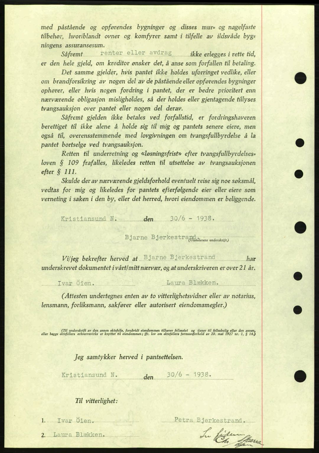 Kristiansund byfogd, SAT/A-4587/A/27: Mortgage book no. 31, 1938-1939, Diary no: : 583/1938
