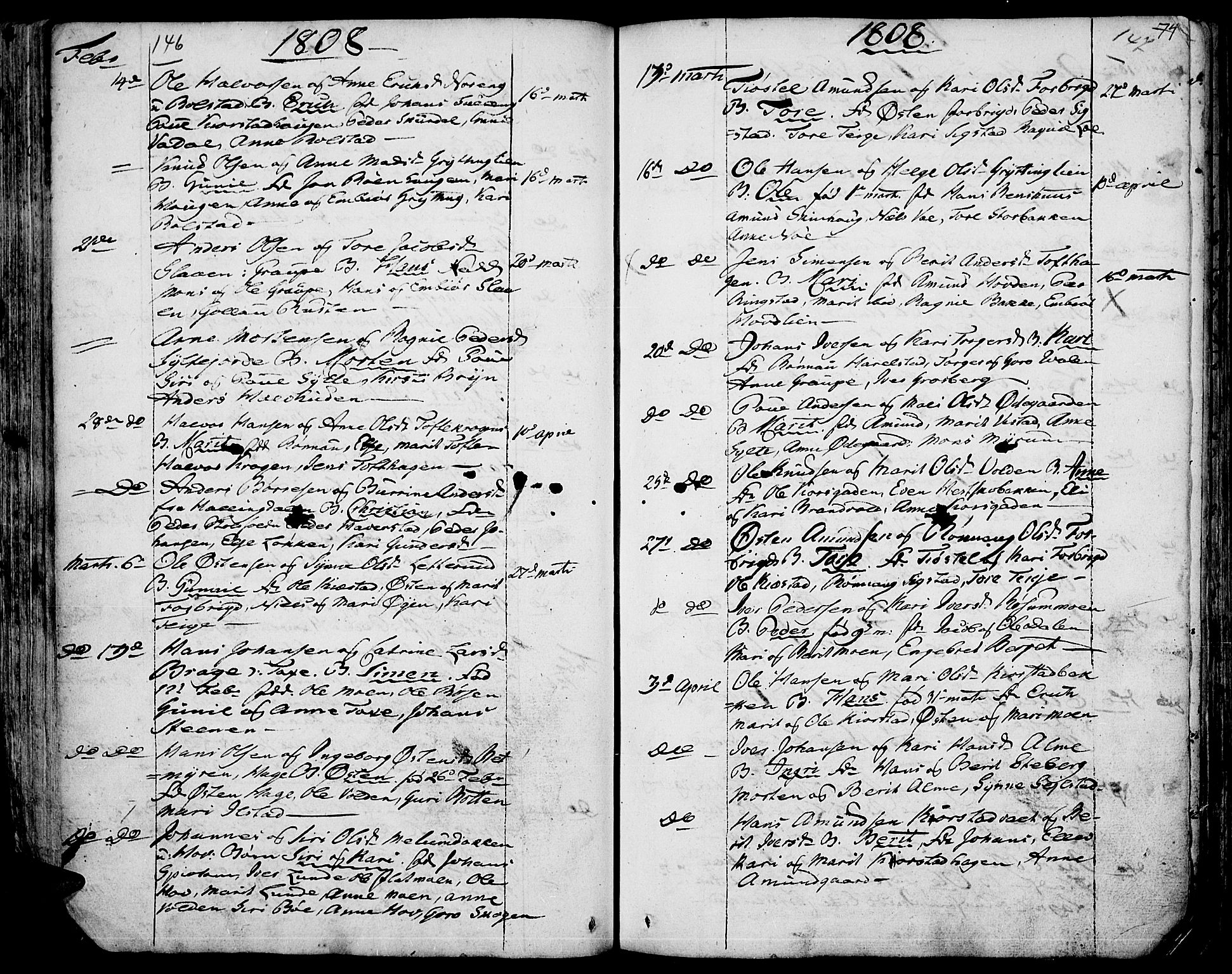 Fron prestekontor, SAH/PREST-078/H/Ha/Haa/L0001: Parish register (official) no. 1, 1799-1816, p. 146-147