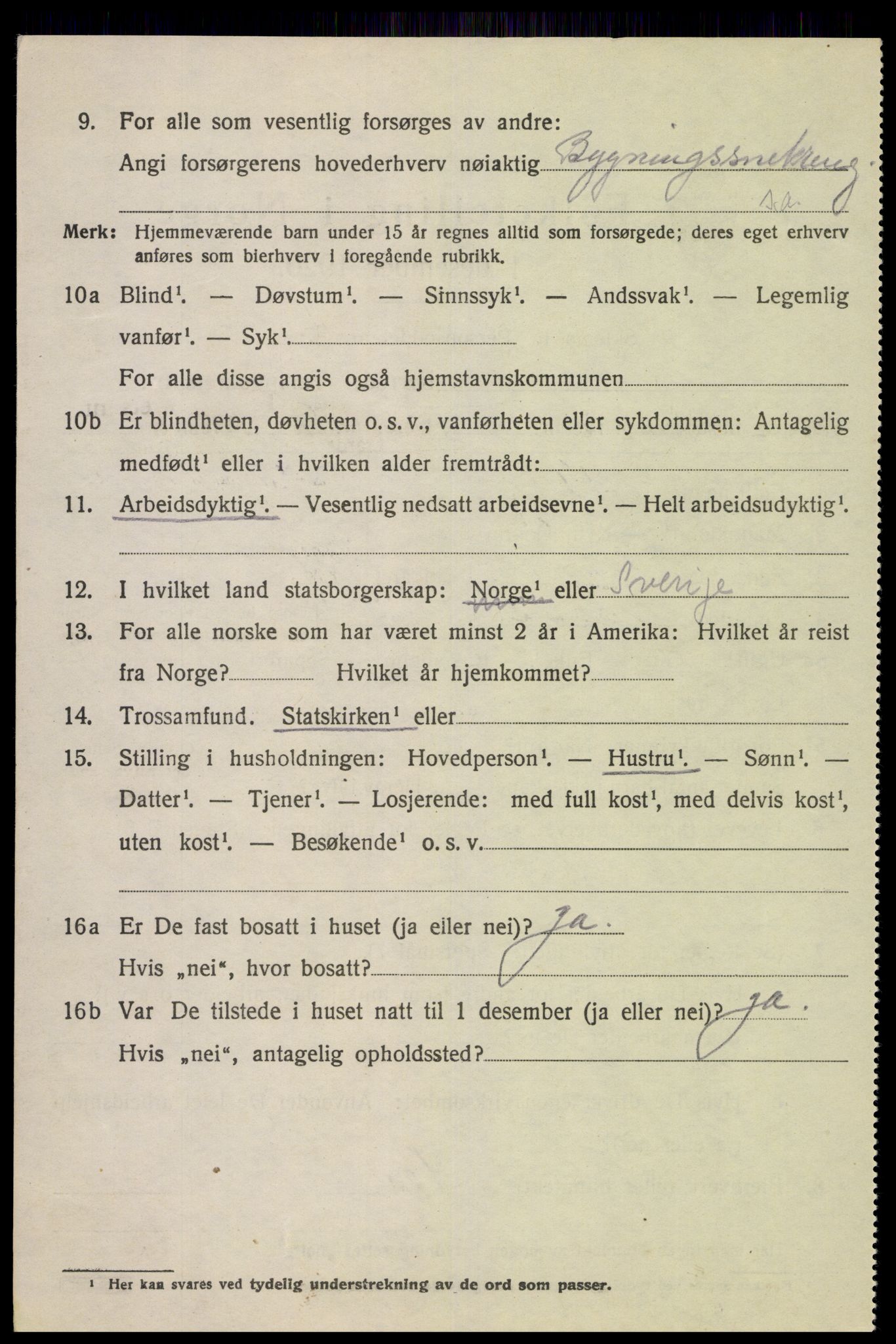 SAK, 1920 census for Fjotland, 1920, p. 1193