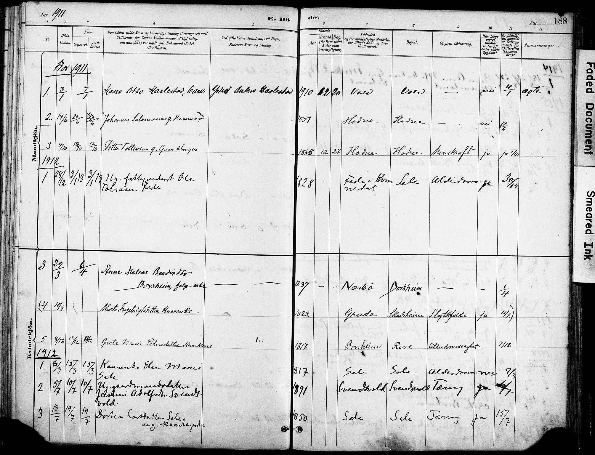 Klepp sokneprestkontor, SAST/A-101803/001/3/30BA/L0008: Parish register (official) no. A 9, 1886-1919, p. 188