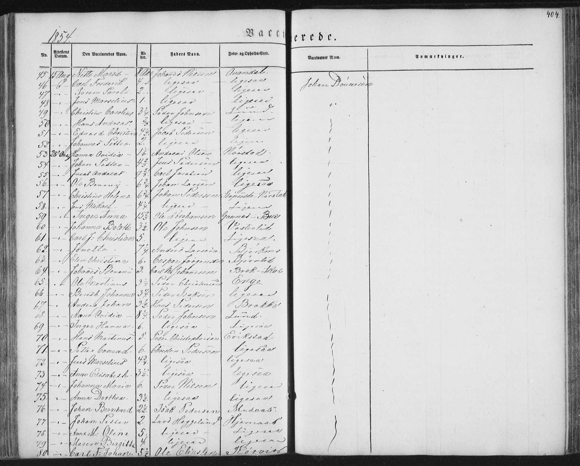 Ministerialprotokoller, klokkerbøker og fødselsregistre - Nordland, AV/SAT-A-1459/852/L0738: Parish register (official) no. 852A08, 1849-1865, p. 404