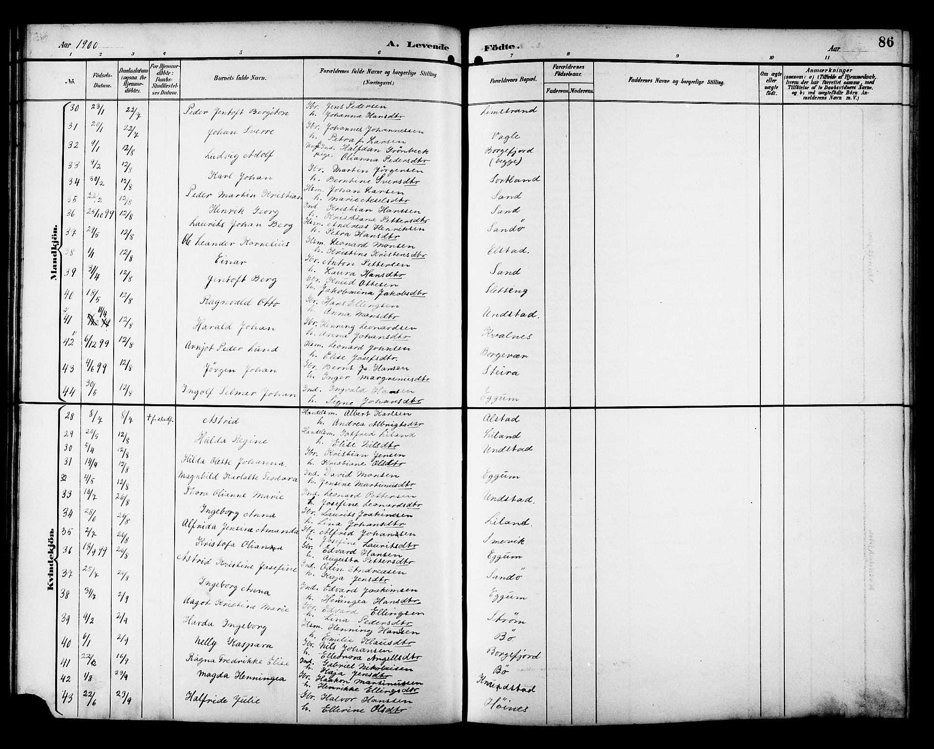 Ministerialprotokoller, klokkerbøker og fødselsregistre - Nordland, AV/SAT-A-1459/880/L1141: Parish register (copy) no. 880C03, 1893-1928, p. 86