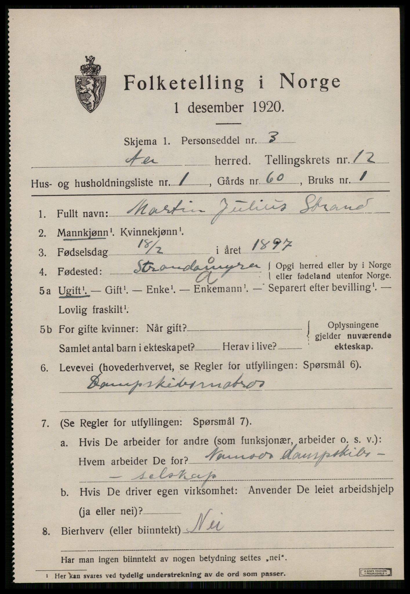 SAT, 1920 census for Å, 1920, p. 5036