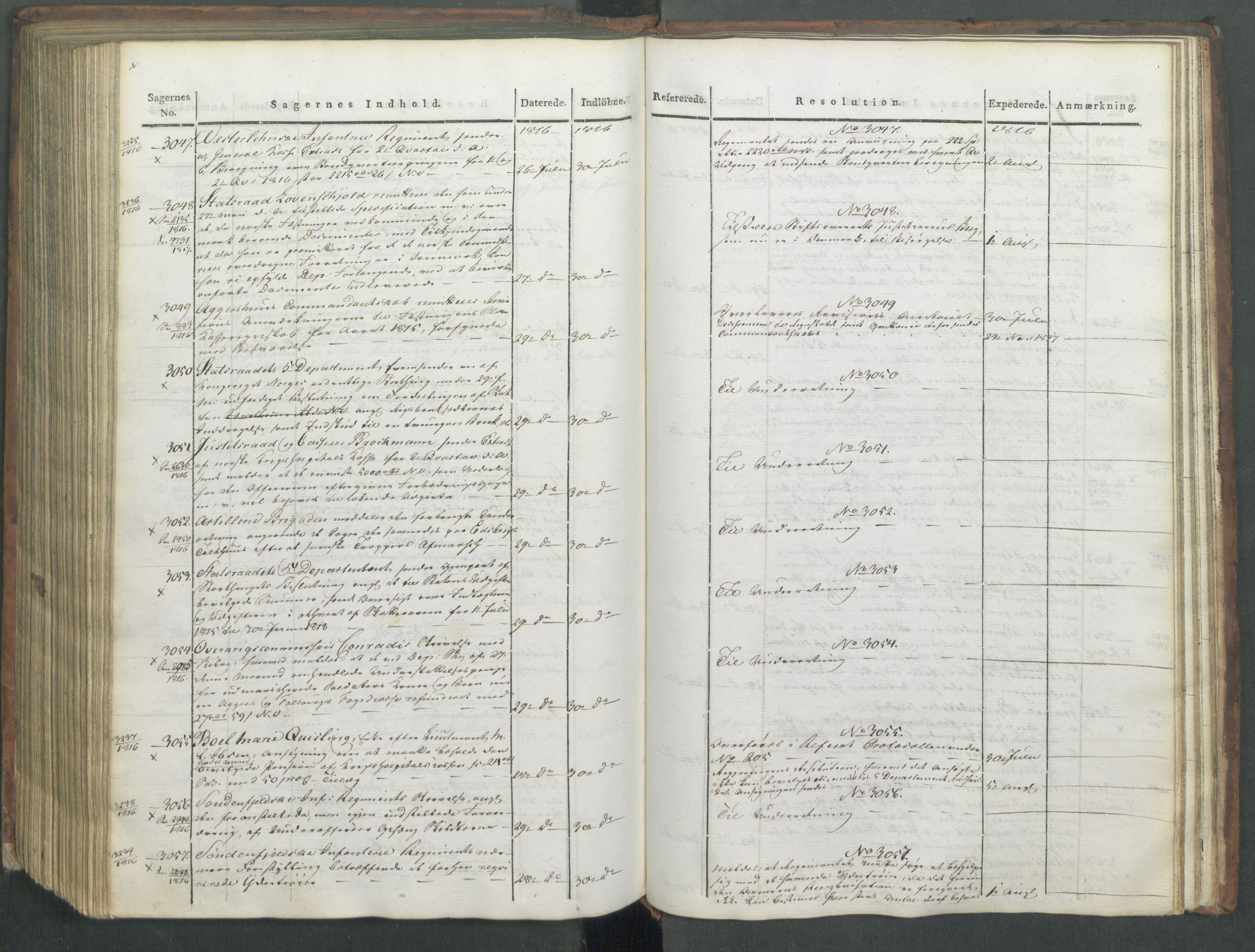 Armédepartementet, AV/RA-RAFA-3493/C/Ca/L0008: 6. Departements Journal, 1816